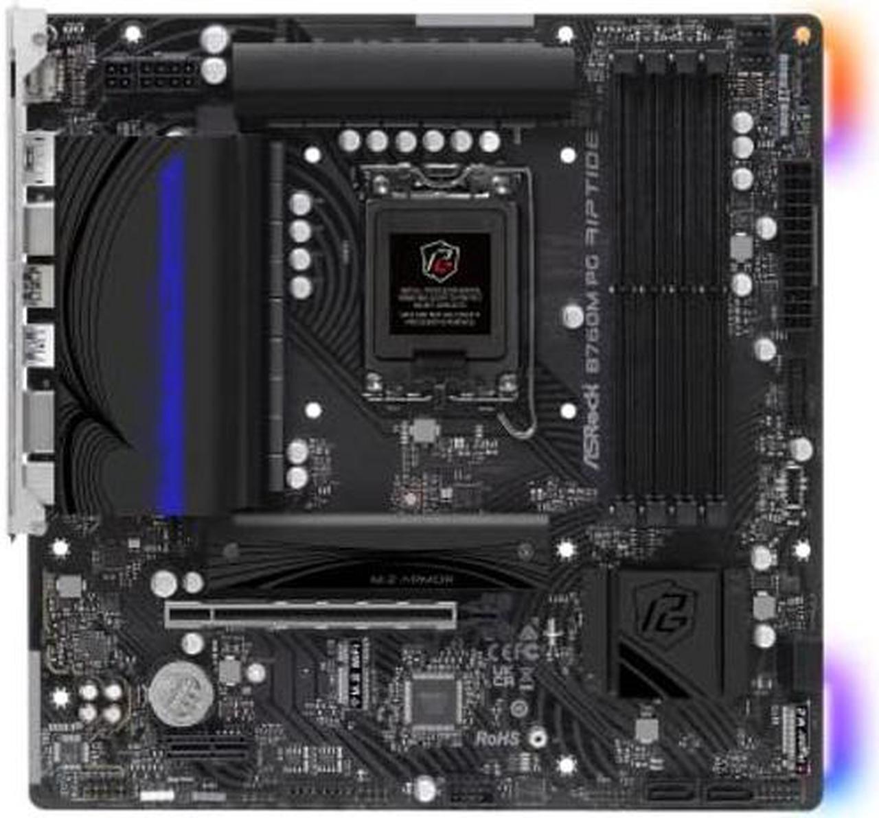 Alt view image 2 of 5 - ASRock B760M PG Riptide Intel 12th & 13th Generation CPU (LGA1700) B760 Chipset, DDR5 Micro ATX Motherboard