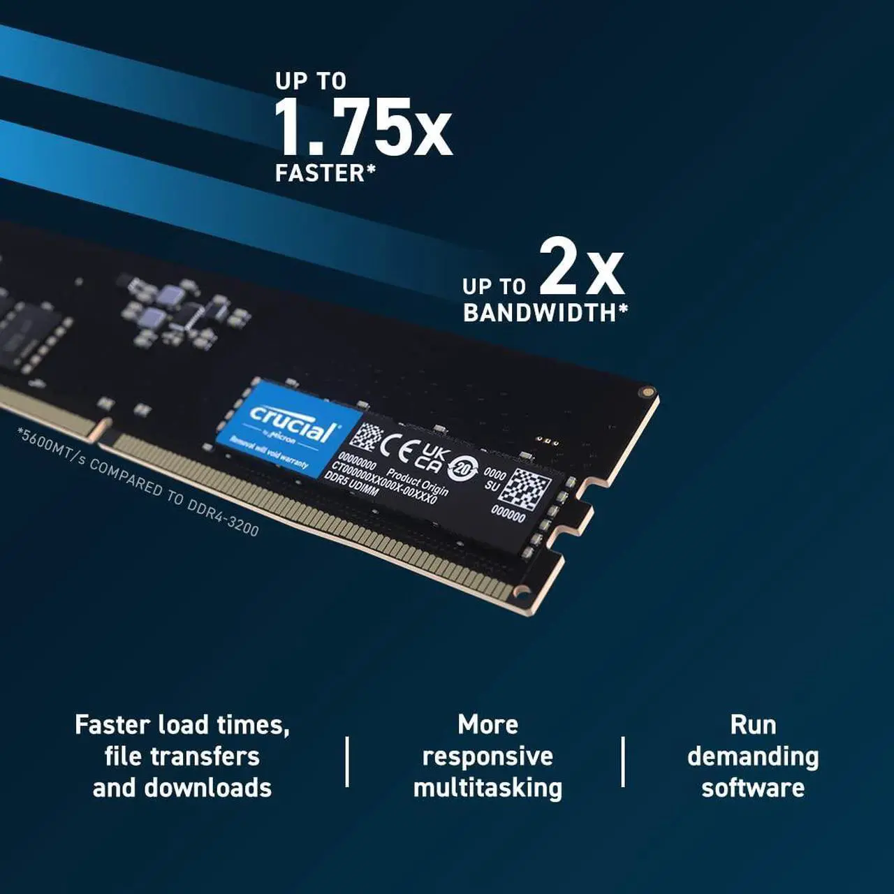 Alt view image 3 of 5 - Crucial RAM 64GB Kit (2x32GB) DDR5 5600MT/s (or 5200MT/s or 4800MT/s) Desktop Memory CT2K32G56C46U5