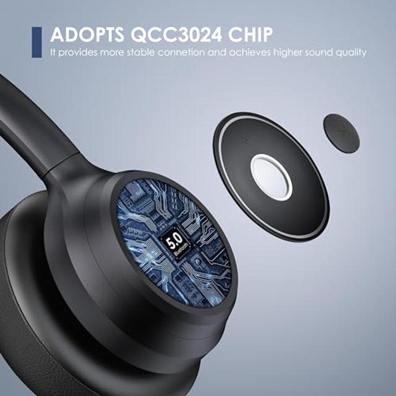 Alt view image 3 of 5 - Gixxted Bluetooth Headset, Wireless Headset with Noise Cancelling Microphone for Work, On Ear Headphones with USB Dongle and Mute Mic for Computer, Office Headset for Work, Call Center