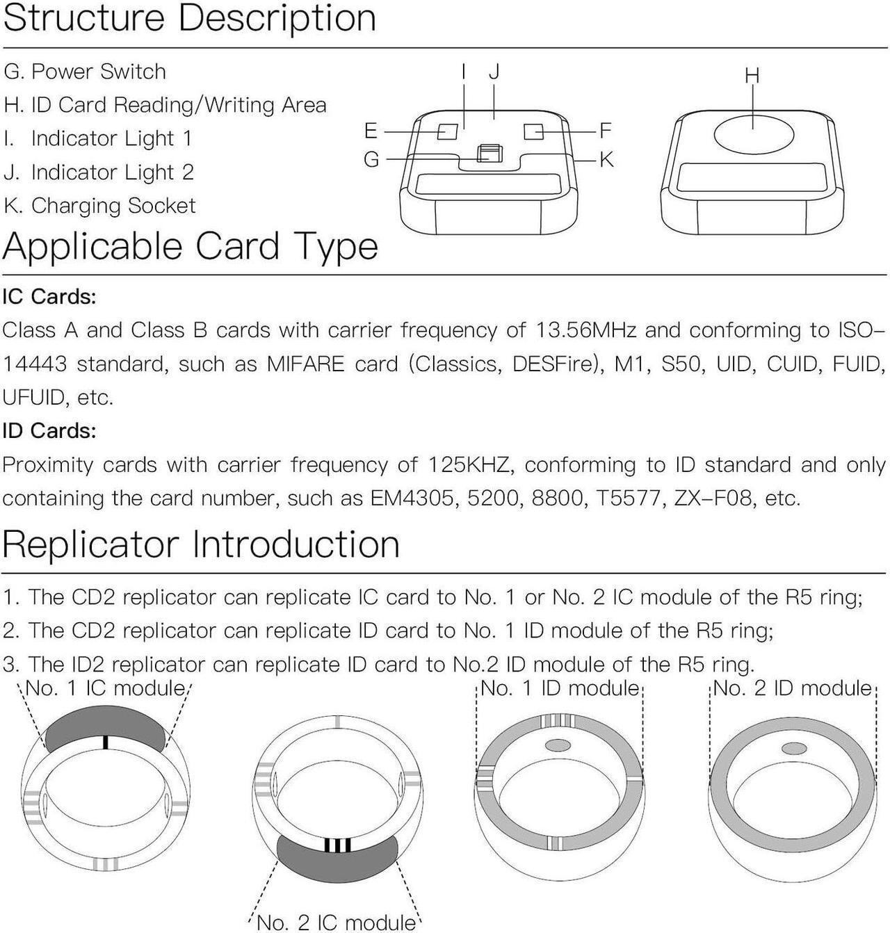 Alt view image 5 of 5 - 2023 Newest RGTTOTG CDS Smart Card Reader Writable Key ID IC Card Replicator NFC Reader 125KHz Frequency Identification Card Writer for R4 R5 Smart Ring Reading Writing