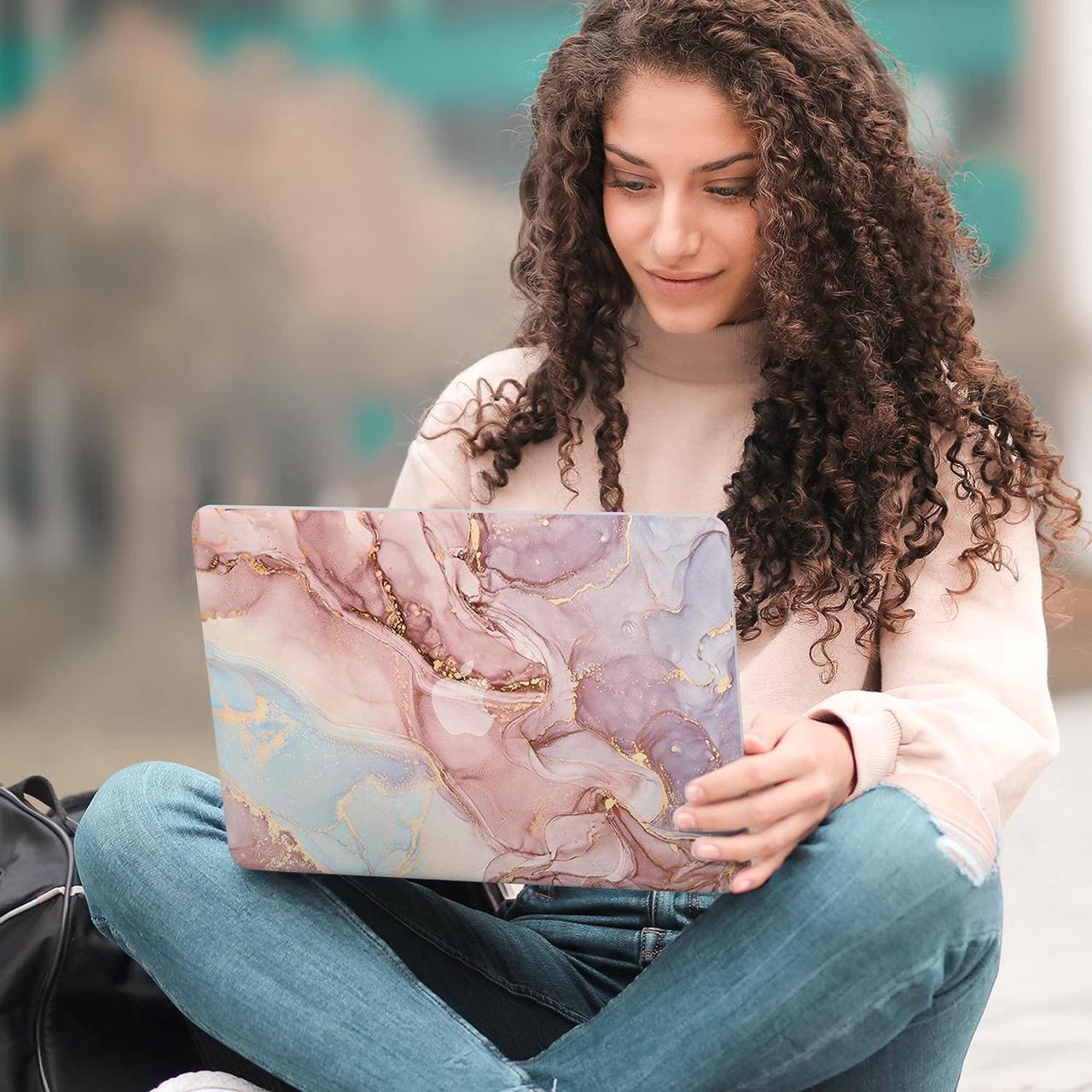 Alt view image 4 of 5 - Watbro Compatible with MacBook Air 13 Inch Laptop Case 2020 2019 2018 Release A2337 M1/A2179/A1932,Colorful Marble Case with Keyboard Cover Skin for MacBook Air 2020 with Touch ID
