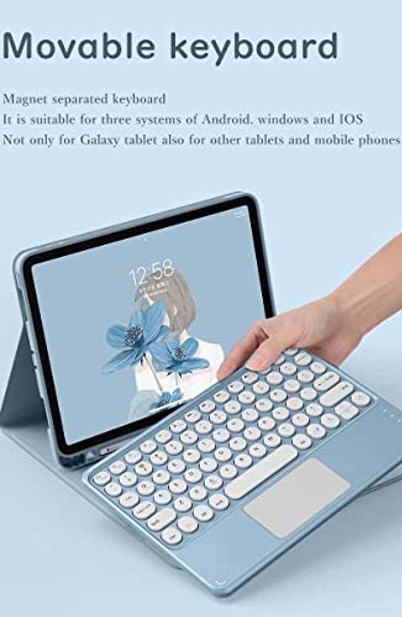 Alt view image 4 of 5 - Keyboard Case for Samsung Galaxy Tab A8 10.5 inch 2022 Touchpad Keyboard Cover with S Pen Holder Cute Round Key Detachable Color Keyboard (Purple)