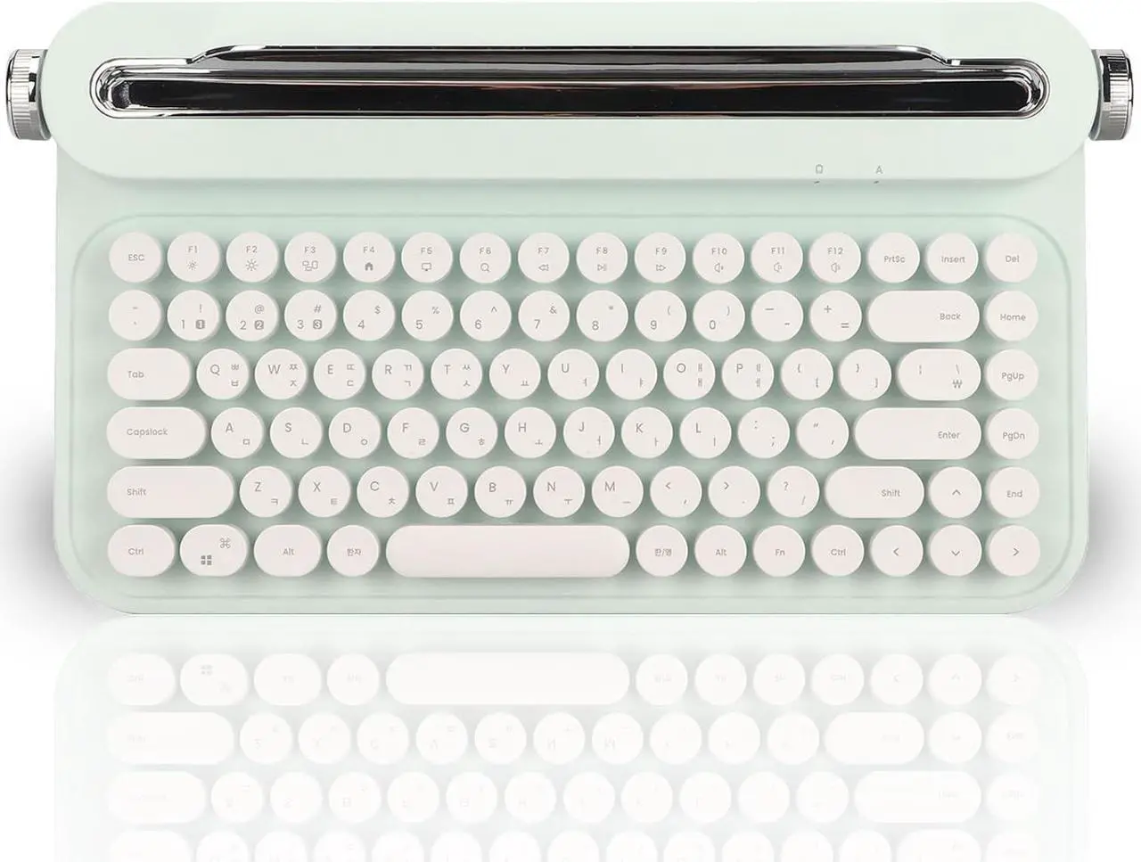 Main image of 86 Keys Wireless Typewriter Keyboard, Retro Keyboard with Integrated Stand, Bluetooths Keyboard with Cute Round Keycaps for Multi Device for PC (Mint Green)