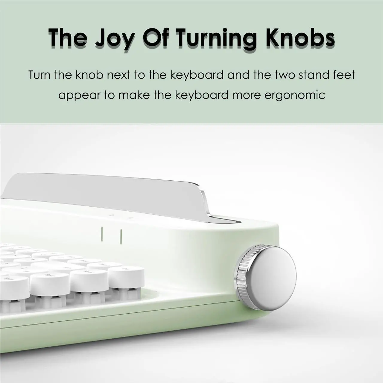 Alt view image 5 of 5 - 86 Keys Wireless Typewriter Keyboard, Retro Keyboard with Integrated Stand, Bluetooths Keyboard with Cute Round Keycaps for Multi Device for PC (Mint Green)