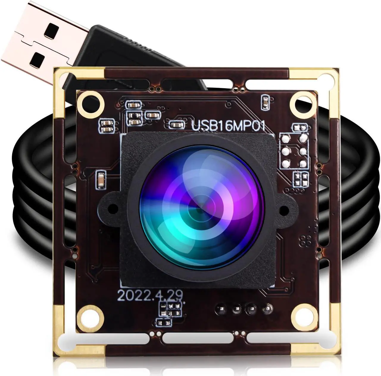 Main image of ELP 16MP Wide Angle USB Camera Module for Raspberry Pi and Computer 4K Mini UVC USB2.0 Video Webcam Board with 118degree No Distortion Lens IMX298 Industrial PC Lightburn Camera for Laptop,Jetson Nano