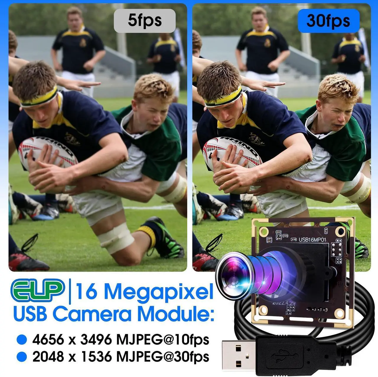 Alt view image 4 of 5 - ELP 16MP Wide Angle USB Camera Module for Raspberry Pi and Computer 4K Mini UVC USB2.0 Video Webcam Board with 118degree No Distortion Lens IMX298 Industrial PC Lightburn Camera for Laptop,Jetson Nano