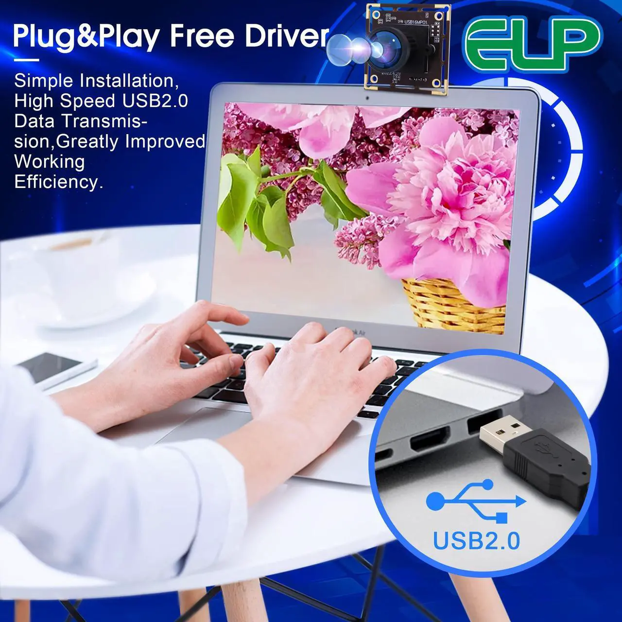 Alt view image 5 of 5 - ELP 16MP Wide Angle USB Camera Module for Raspberry Pi and Computer 4K Mini UVC USB2.0 Video Webcam Board with 118degree No Distortion Lens IMX298 Industrial PC Lightburn Camera for Laptop,Jetson Nano