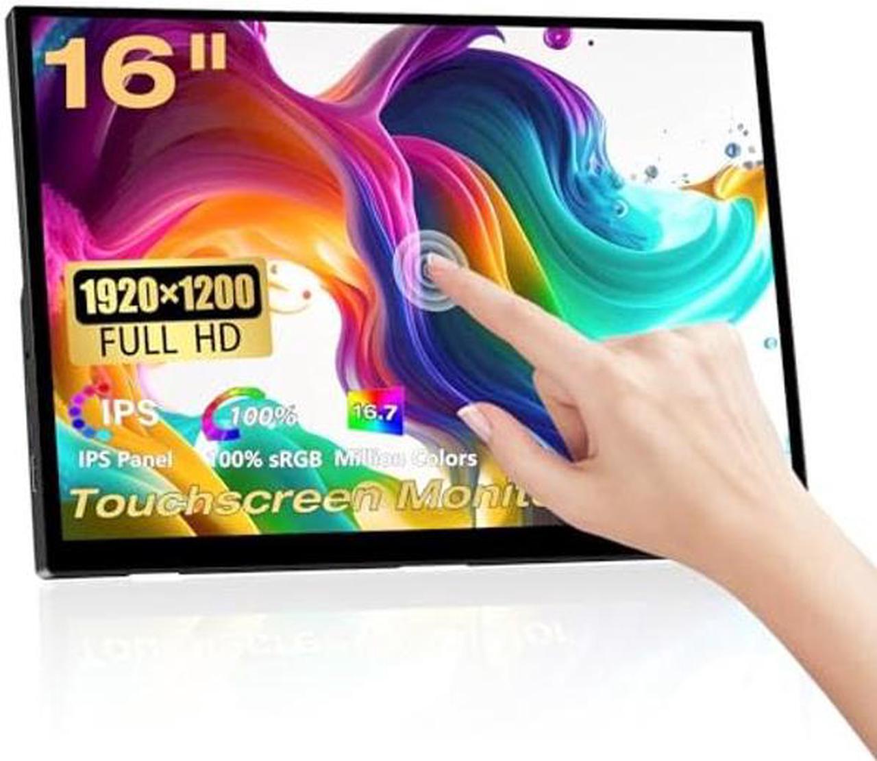 Main image of Portable Touchscreen Monitor, 16 Inch 1920X1200P Monitor IPS Touch Screen Monitor with USB C HDMI Port, 300cd/m2, External Monitor for Laptop PC Phones Computer Ras Pi