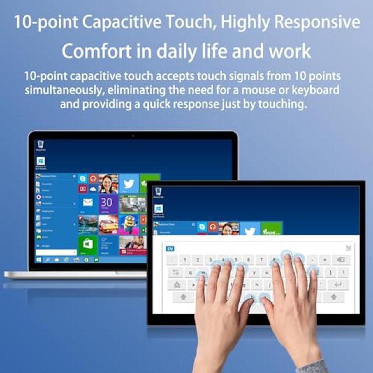 Alt view image 2 of 5 - Portable Touchscreen Monitor, 16 Inch 1920X1200P Monitor IPS Touch Screen Monitor with USB C HDMI Port, 300cd/m2, External Monitor for Laptop PC Phones Computer Ras Pi