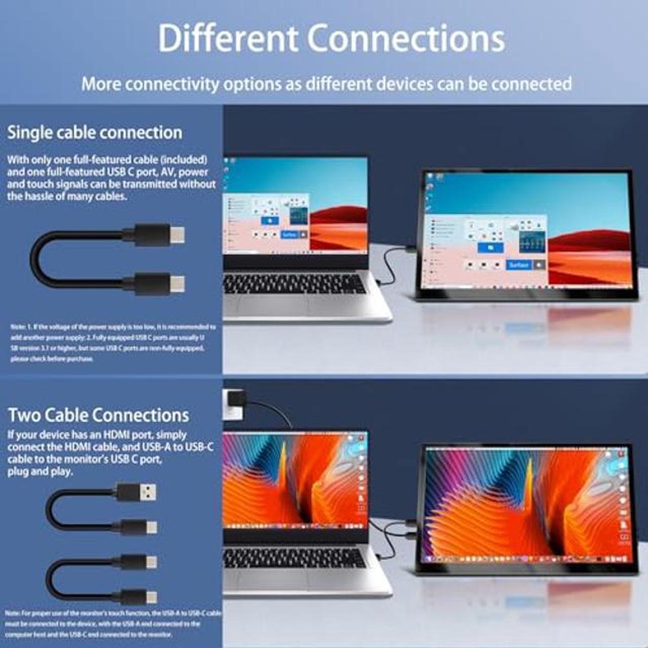Alt view image 4 of 5 - Portable Touchscreen Monitor, 16 Inch 1920X1200P Monitor IPS Touch Screen Monitor with USB C HDMI Port, 300cd/m2, External Monitor for Laptop PC Phones Computer Ras Pi