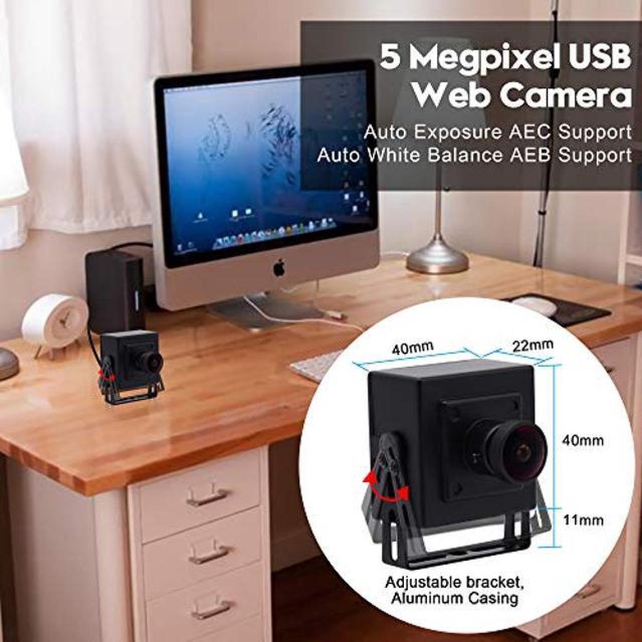 Alt view image 4 of 5 - SVPRO 5MP USB Camera 2592x1944 HD Web Camera Aptina MI5100 Sensor Fisheye Camera Wide Angle Mini Webcam with Bracket Stand for PC Computer, Tablet