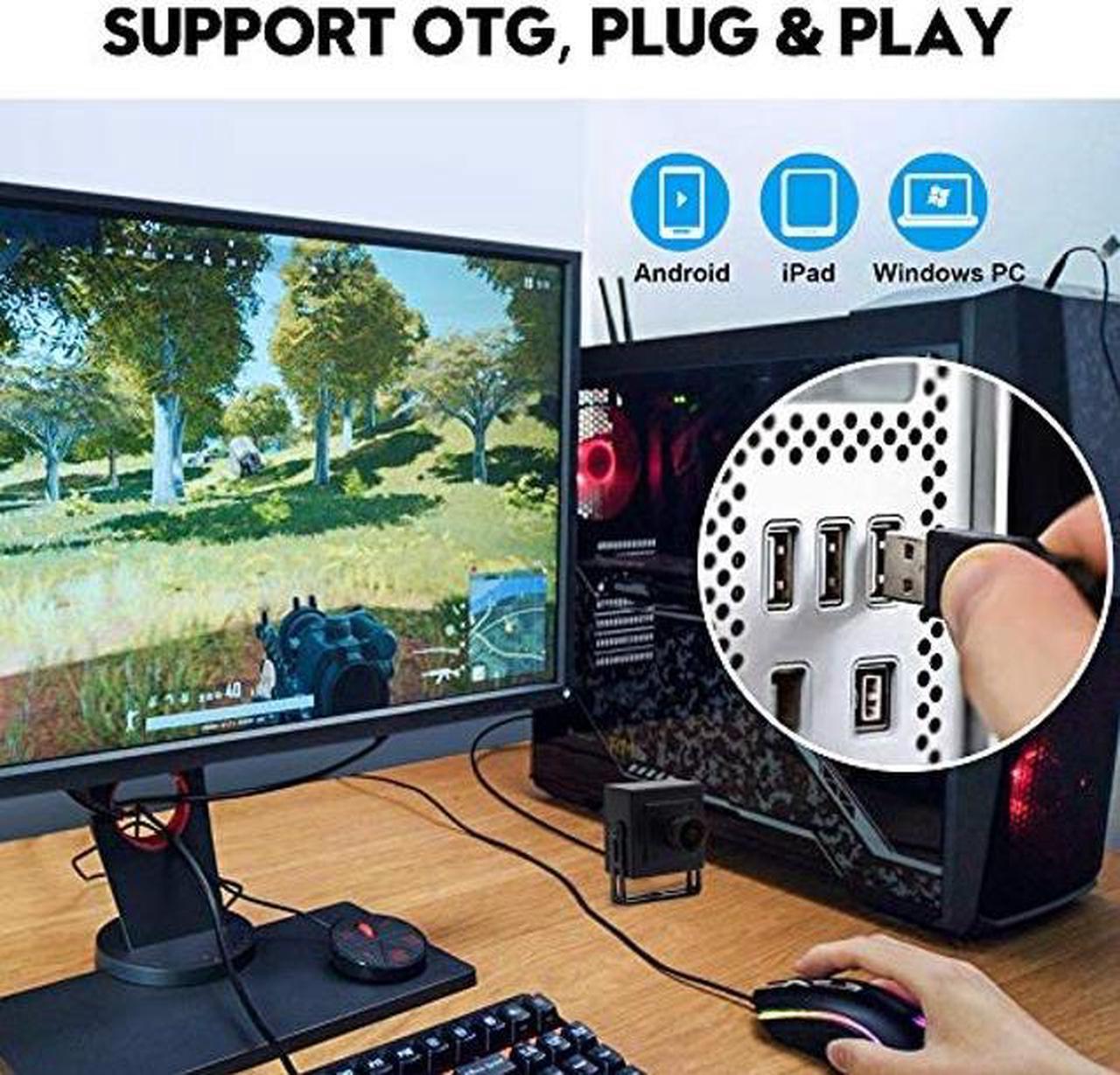 Alt view image 5 of 5 - SVPRO 5MP USB Camera 2592x1944 HD Web Camera Aptina MI5100 Sensor Fisheye Camera Wide Angle Mini Webcam with Bracket Stand for PC Computer, Tablet