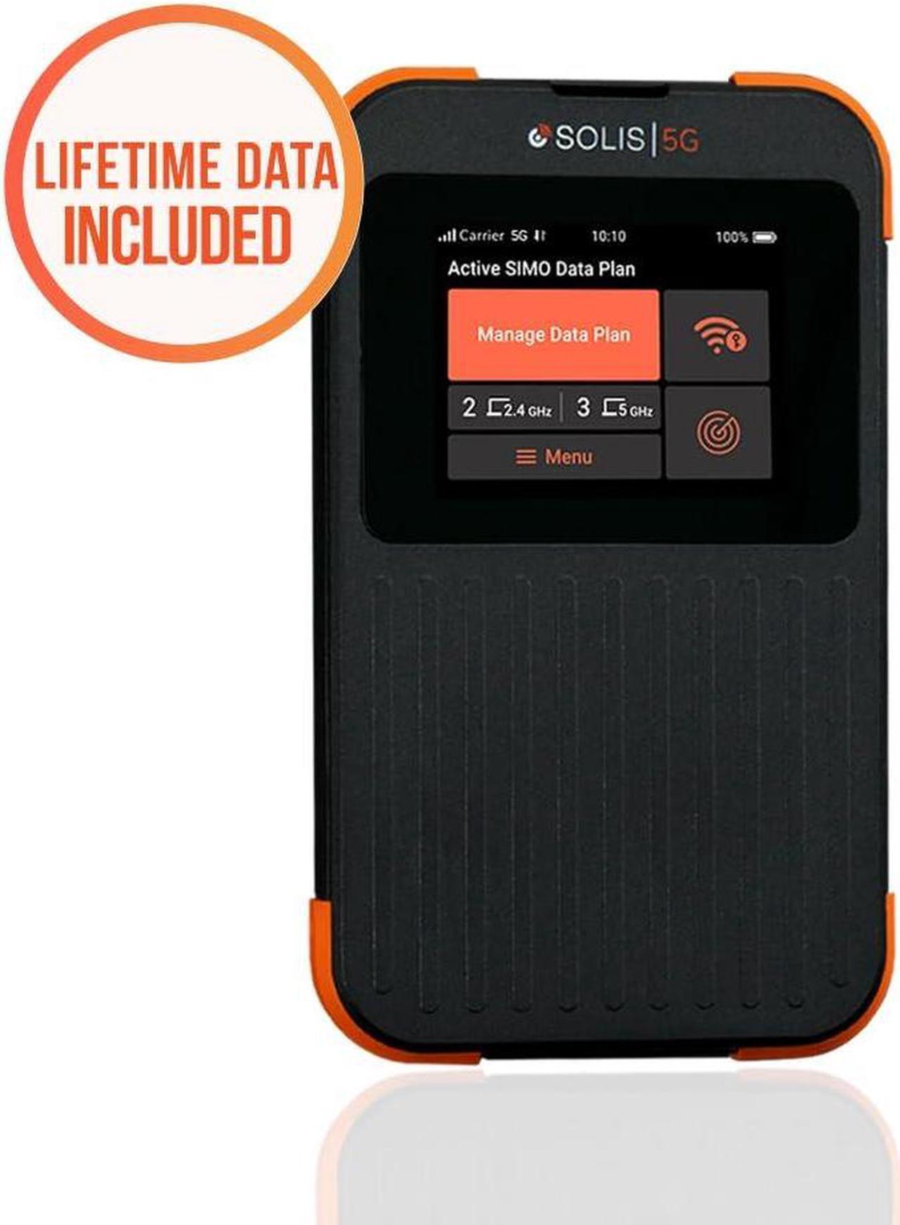 Alt view image 2 of 5 - SIMO Solis 5G WiFi Mobile Hotspot for Travel, Local and International Coverage Router, Multi-Carrier Access, No Contract or SIM Card Required, 16 Connected Devices, 1GB/Month Lifetime Data