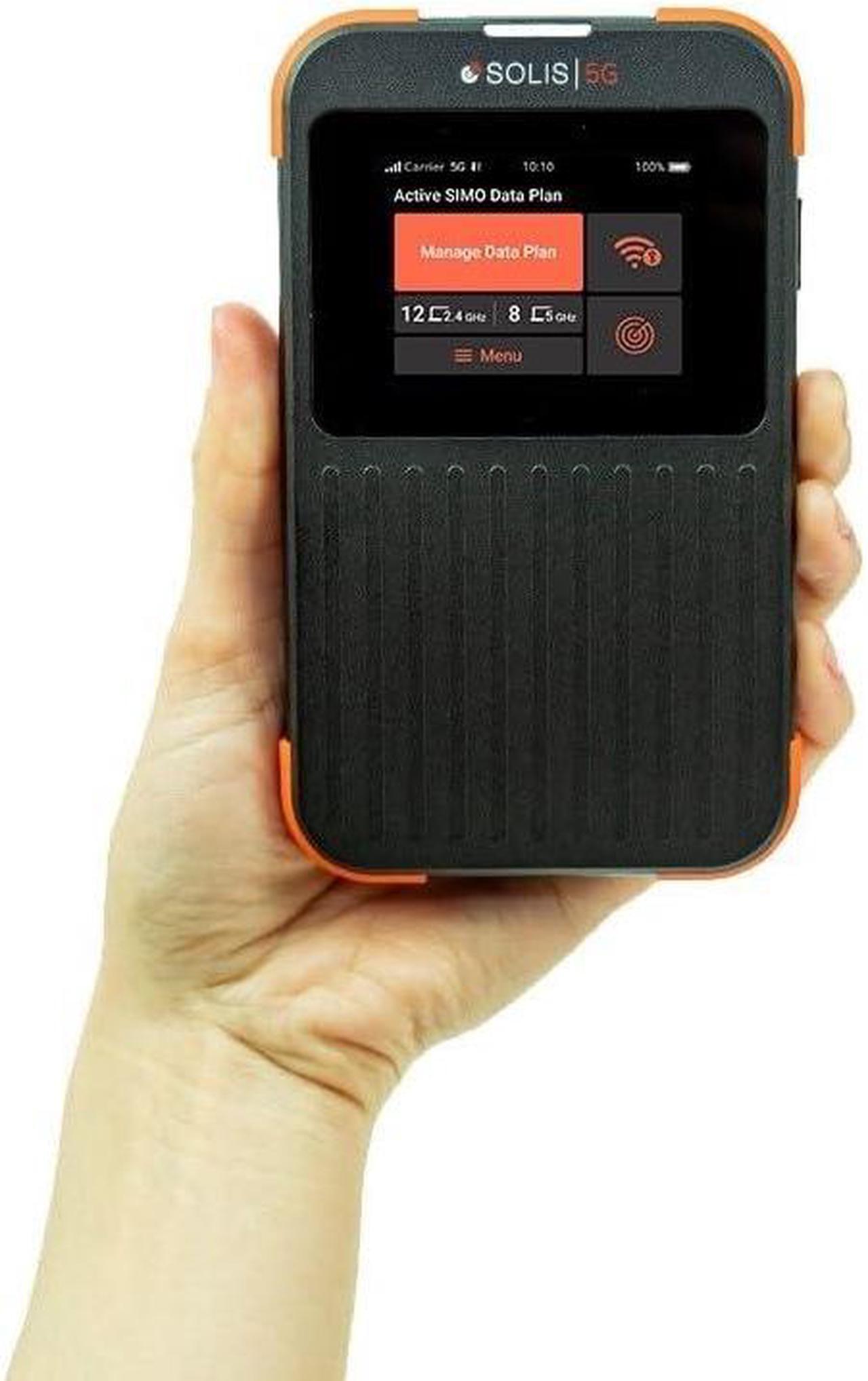 Alt view image 4 of 5 - SIMO Solis 5G WiFi Mobile Hotspot for Travel, Local and International Coverage Router, Multi-Carrier Access, No Contract or SIM Card Required, 16 Connected Devices, 1GB/Month Lifetime Data