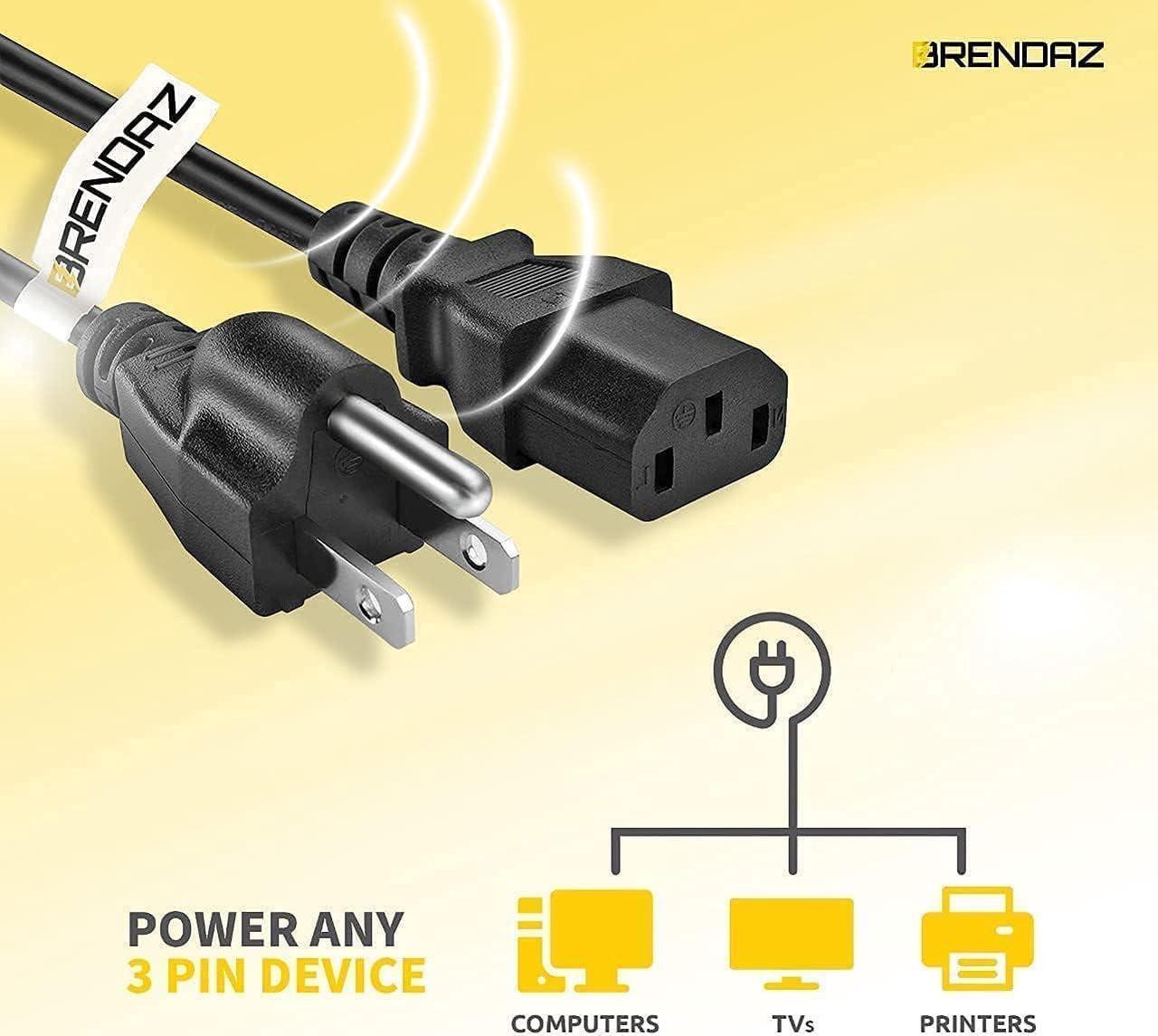 Alt view image 3 of 5 - (5-Pack) 25ft. Universal PC Power Cord - 3 Prong AC Power Cable Replacement for Computer, Monitor, Scanner, Printer - IEC 320 C13 to NEMA 5-15P, 18awg, 125V 10 Amp (25-feet)