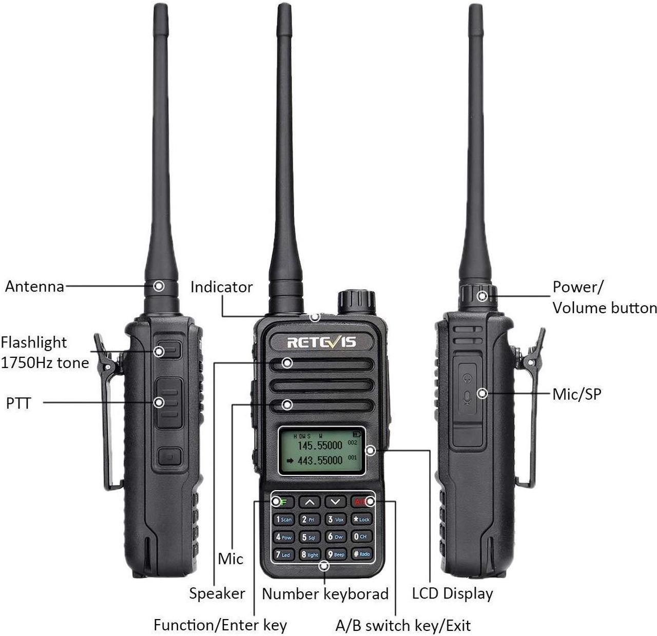 Alt view image 5 of 5 - Retevis RT85 Walkie Talkies Long Range for Adults, Two Way Radios Long Range Rechargeable, High Power, Dual Band, 200 Channels, 1400 mAh Battery, Ham Radio for Camping Trekking Family (2 Pack)