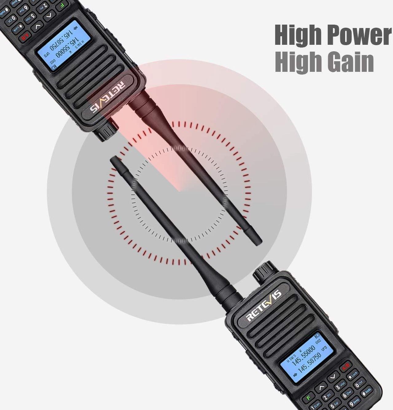 Alt view image 4 of 5 - Retevis RT85 Walkie Talkies Long Range for Adults, Two Way Radios Long Range Rechargeable, High Power, Dual Band, 200 Channels, 1400 mAh Battery, Ham Radio for Camping Trekking Family (2 Pack)
