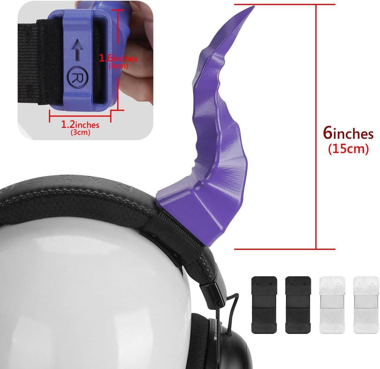 Alt view image 4 of 5 - Geekria 3D Demon Horns for Headphone, Devil Horns Headphone Accessories with Hook and Loop, Cosplay Ears Devil Attachment for Gamers and Streamers (1 Pair/Purple)