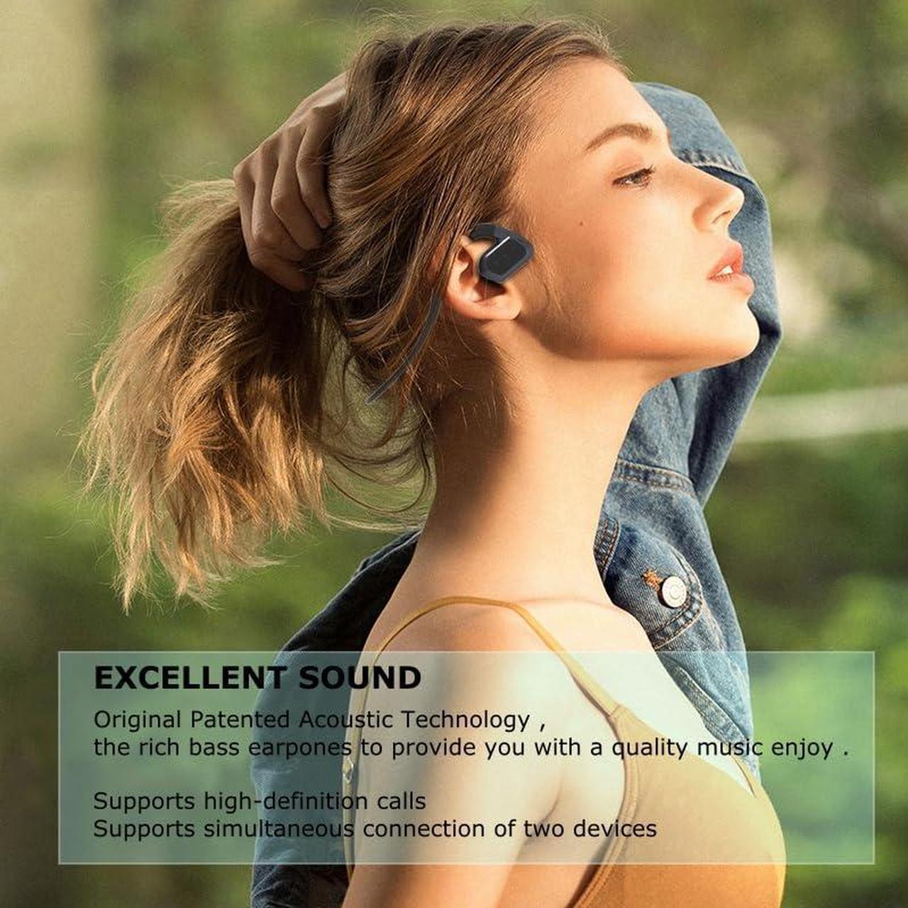 Alt view image 4 of 5 - AIFMY Bone Conduction Headphones,Open-Ear headsets Wireless Bluetooth,IPX8 Waterproof Swimming Headphones,Bone Conduction Earbuds with HD Call (Black, 32G Memory)