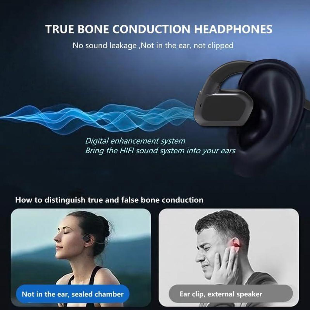 Alt view image 5 of 5 - AIFMY Bone Conduction Headphones,Open-Ear headsets Wireless Bluetooth,IPX8 Waterproof Swimming Headphones,Bone Conduction Earbuds with HD Call (Black, 32G Memory)