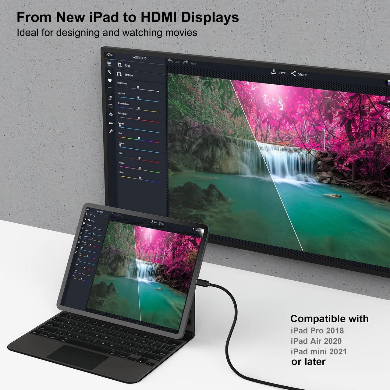 Alt view image 4 of 5 - BENFEI 5 Pack USB C to HDMI 6 Feet Cable, USB Type-C to HDMI Cable, Thunderbolt 3/4 Compatible with iPhone 15 Pro/Max, MacBook Pro/Air 2023, iPad Pro