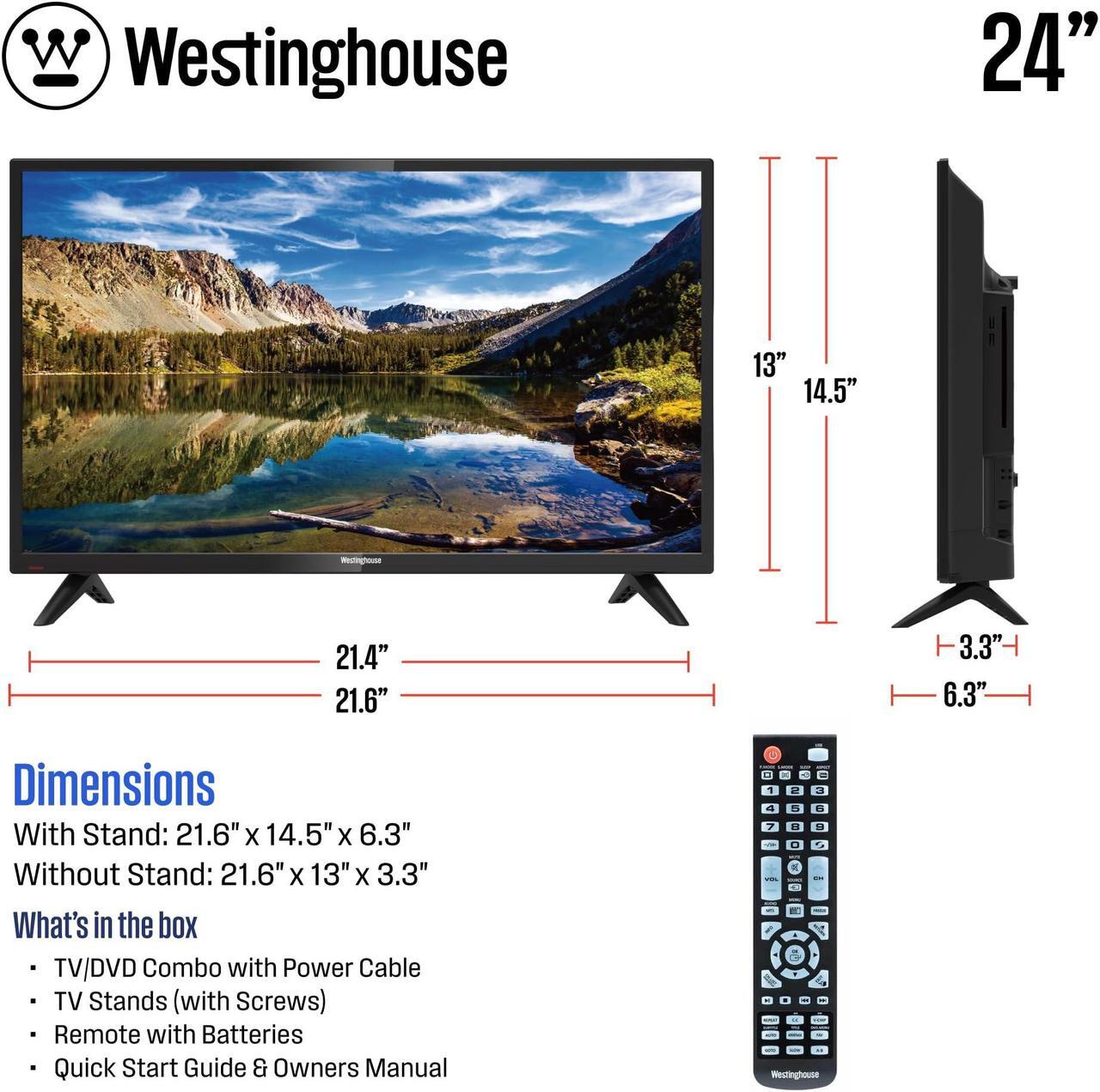 Alt view image 4 of 5 - Westinghouse 24 Inch TV with DVD Player Built in, 720p HD LED Small Flat Screen TV DVD Combo with HDMI, USB, & Parental Controls, Non-Smart TV or Monitor for Home, Kitchen, or RV Camper