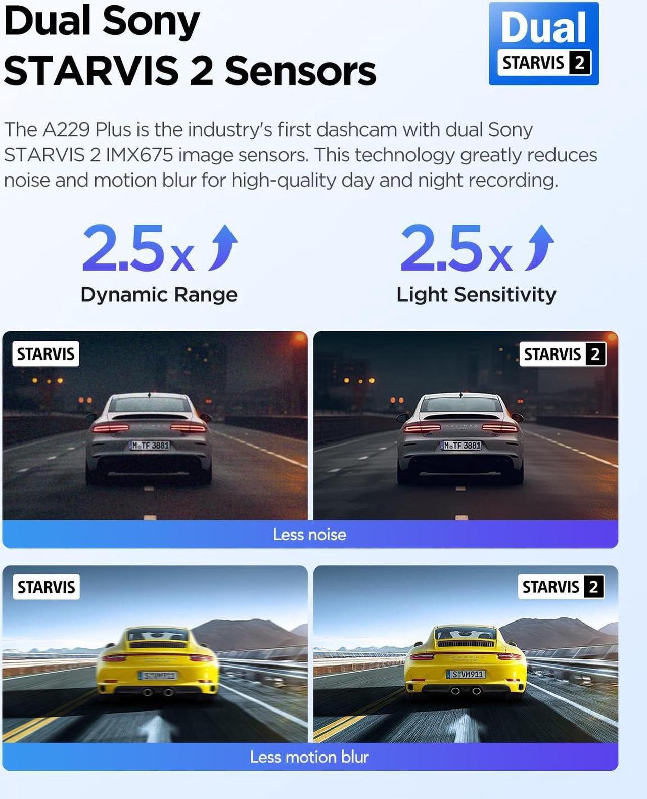 Alt view image 4 of 5 - [(Bundle: VIOFO A229 Plus 2CH + CPL)]  VIOFO A229 Plus Dash Cam with Dual STARVIS 2 Sensors, 2 Channel HDR, 1440P+1440P Front and Rear