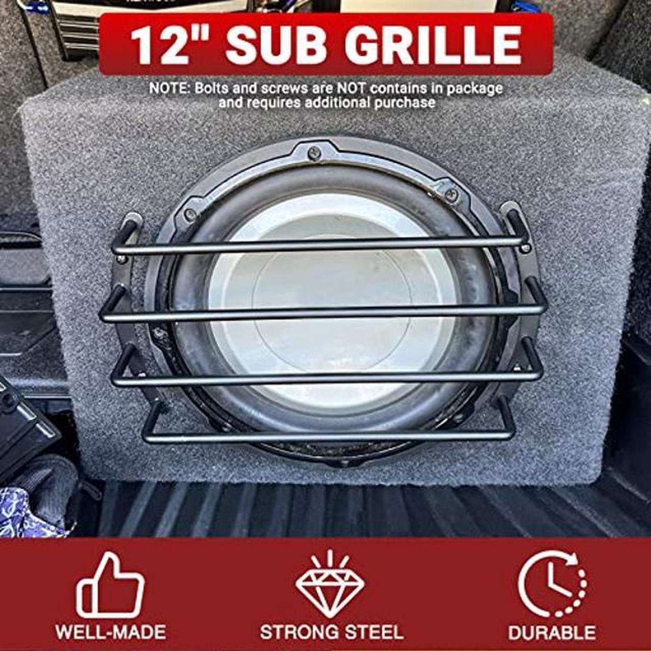 Alt view image 3 of 5 - AICARS 12'' Speaker Grill Cover 12 Inches Metal Car Speaker Subwoofer Grille Grill Cover 4 Bars- Pack of 2