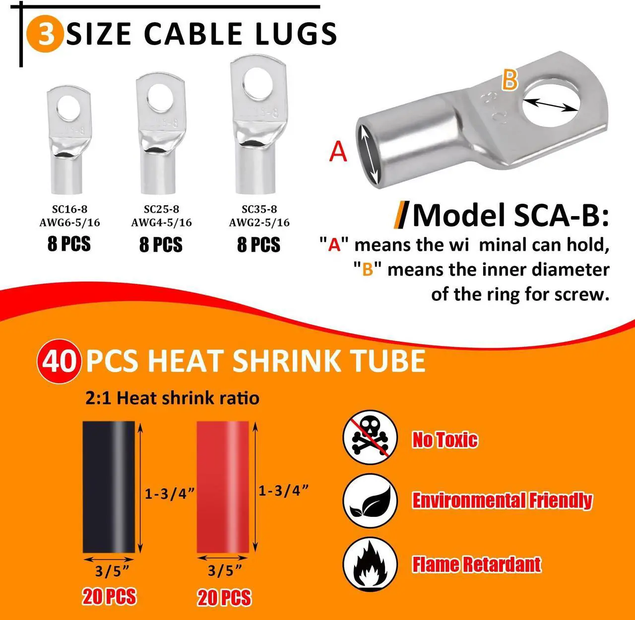 Alt view image 3 of 5 - Ailbiuko 300A Bus Bar Heavy Duty Module 12V 24V 48V DC Power Distribution Block Busbar Box with 4 x M8(5/16") Terminal Studs & Cable Lugs Heat Shrink Tubing for Marine RV Car Truck (Red & Black)