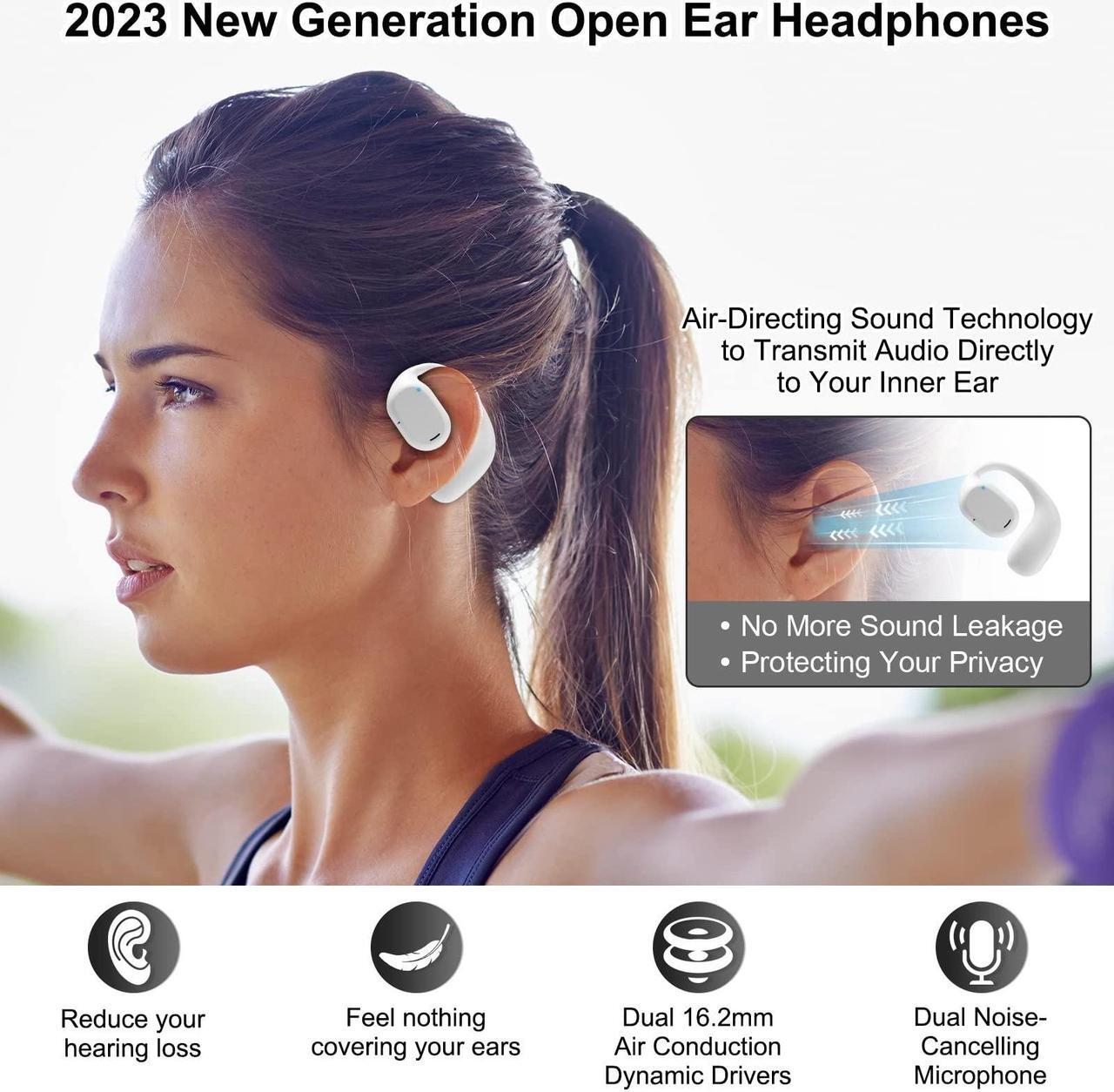 Alt view image 2 of 5 - ASIILOVI Open Ear Headphones VG332 2024 Version, Air Conduction Headphones Bluetooth 5.3 Touch Control Wireless Earbuds, Up to 16 Hours Playtime Earphones with Dual 16.2mm Dynamic Drivers