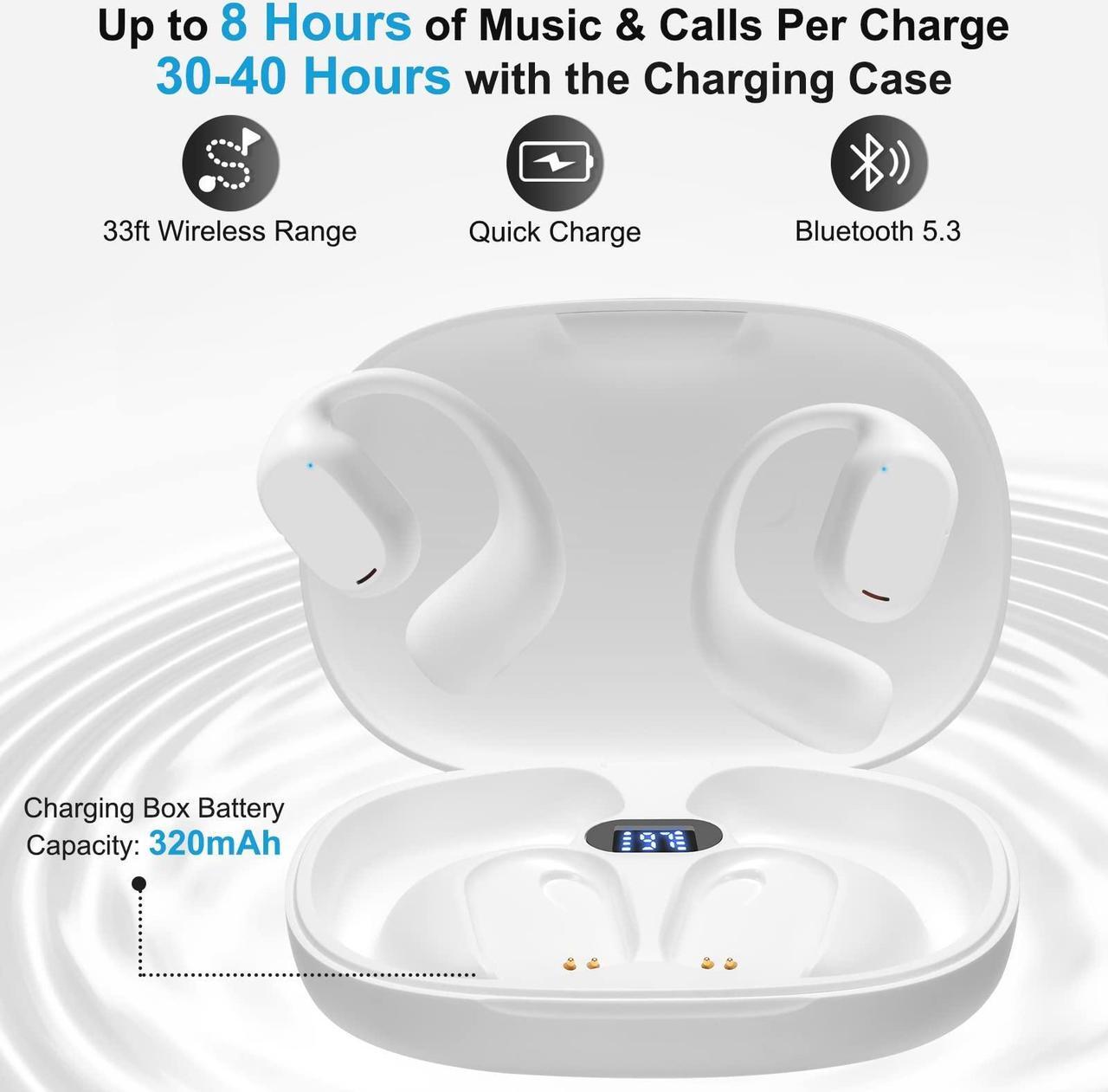 Alt view image 3 of 5 - ASIILOVI Open Ear Headphones VG332 2024 Version, Air Conduction Headphones Bluetooth 5.3 Touch Control Wireless Earbuds, Up to 16 Hours Playtime Earphones with Dual 16.2mm Dynamic Drivers