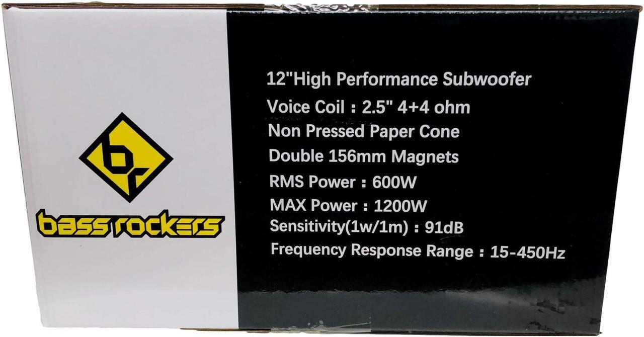 Alt view image 3 of 5 - Bass Rockers 12" 1200W/ 600W RMS Dual 4 Ohm Car Audio Stereo Sub Subwoofer for Amplifiers Amps