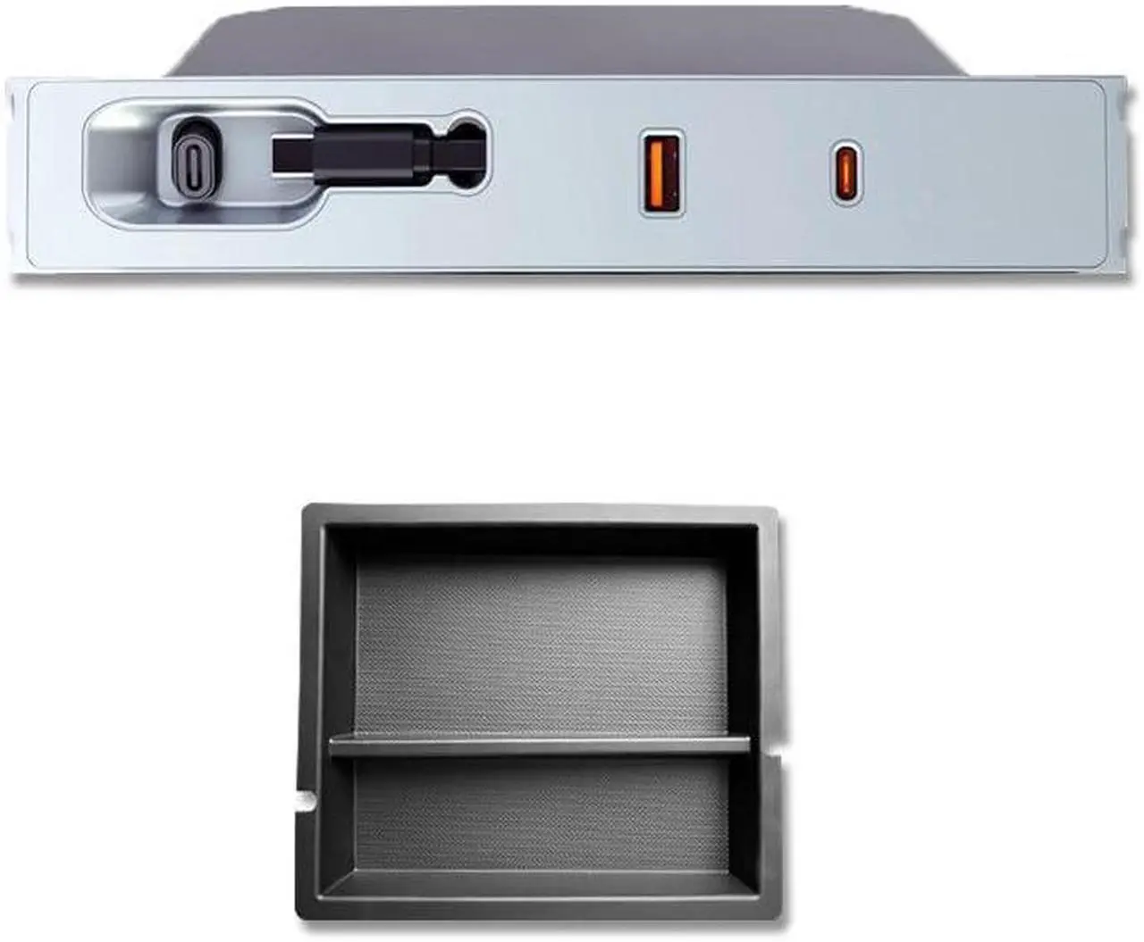 Main image of CoolKo USB Hub Fit Center Console Silicone Buttom Pad + Dock Station - 20W USB & 30W Type-C Ports, 800mm Type-C Cable Compatible with Tesla Model 3 2024