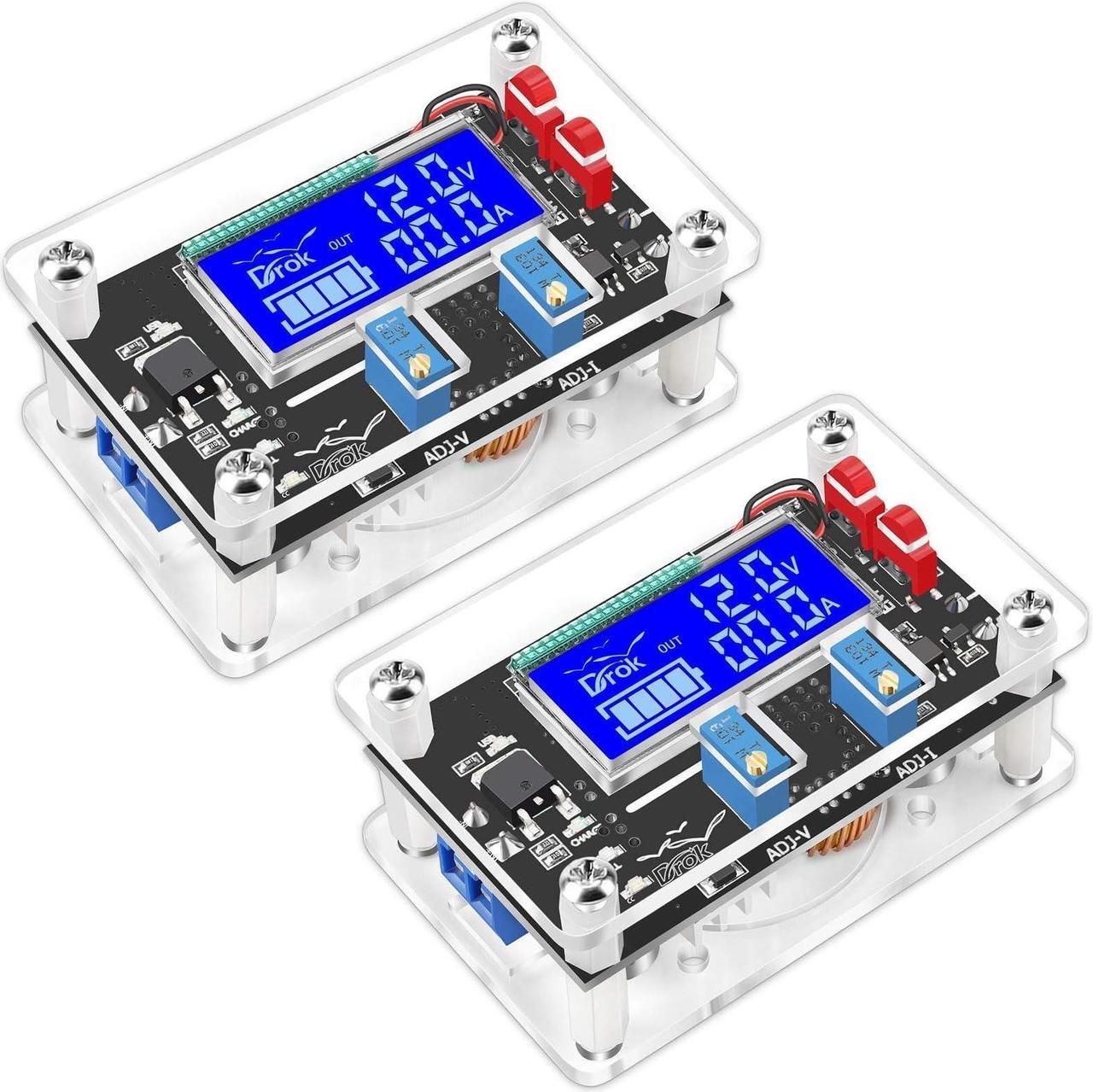 Main image of DROK Adjustable Voltage Regulator, DC Buck Boost Converter 6-30V to 0.5-30V 4A 60W 5V 24V Voltage Converter, 12V Power Supply Step Up Step Down Transformer with USB Port Case LCD Display Volt Amp