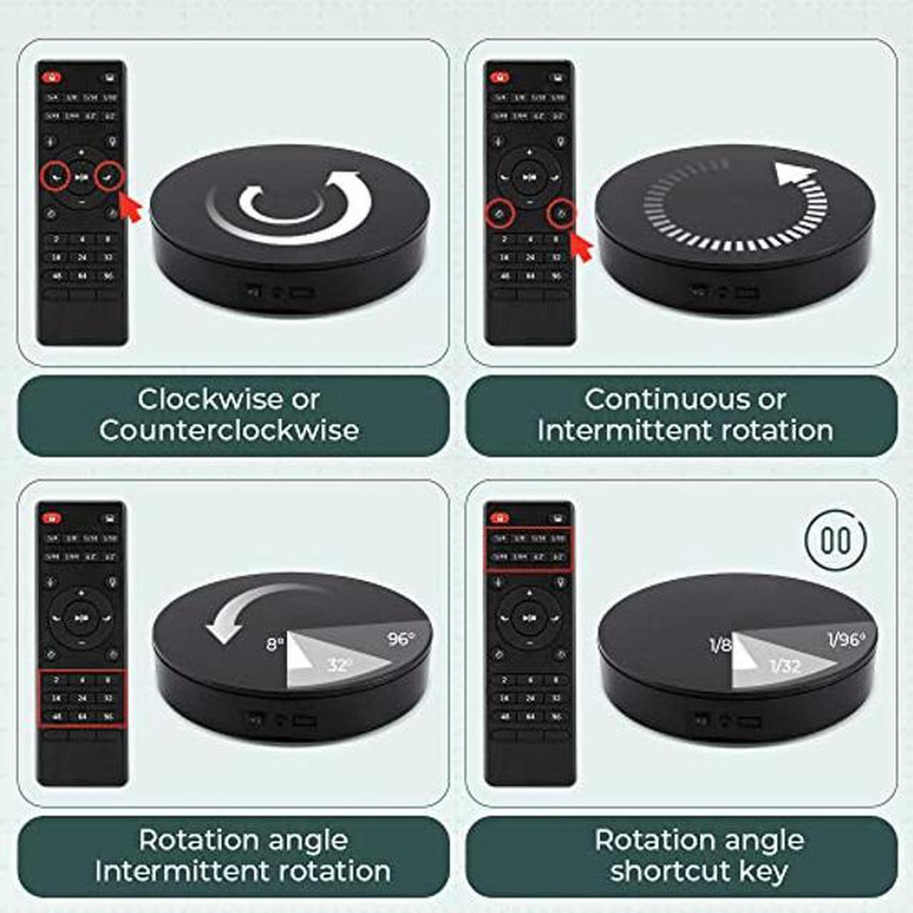 Alt view image 3 of 5 - Flyrivergo Photography Turntable 13.7inch/110lb, Motorized Rotating Display Stand with Remote Control, 360 Degree Large Display Turntable for Photography, Video, Model, Cake, 3D Images