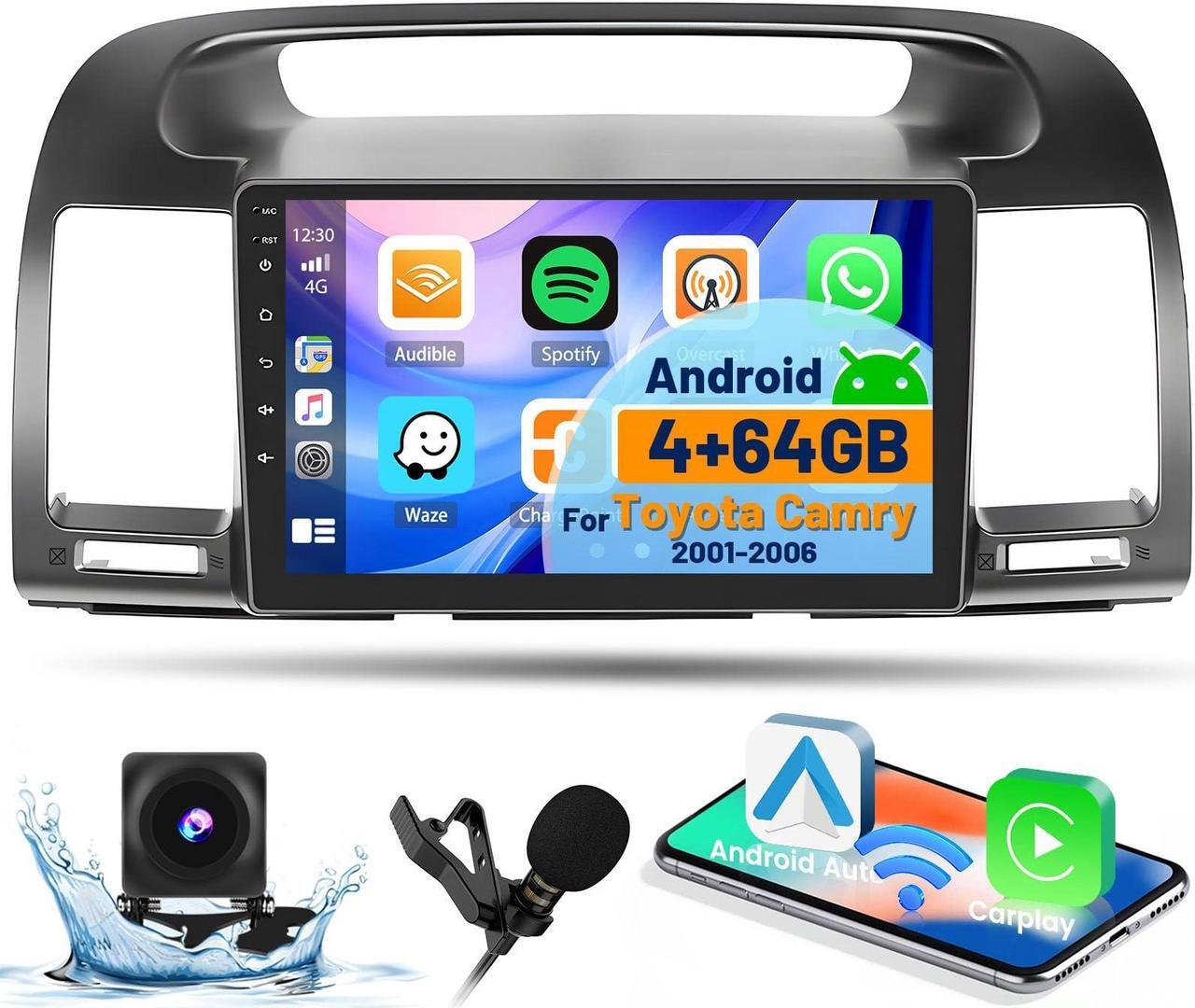 Main image of Inefala 8-Core 4+64G Android Car Stereo Screen for Toyota Camry 2001-2006 Radio Upgrade, 9'' Touch Screen with Wireless CarPlay Android Auto, Mirror Link, GPS Navigation, AHD Backup Camera