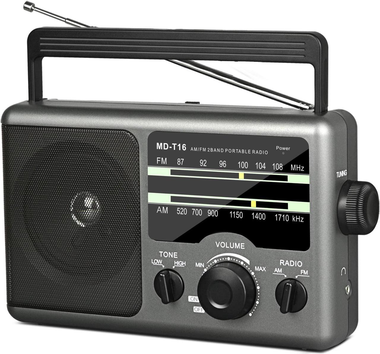 Alt view image 2 of 5 - AM FM Portable Radio Battery Operated Radio by 4X D Cell Batteries Or AC Power Transistor Radio with and Big Speaker, Standard Earphone Jack, High/Low Tone Mode, Large Knob