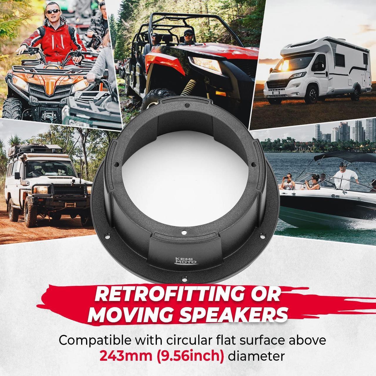 Alt view image 2 of 5 - KEMIMOTO 2PCS 6.5 Inch Speaker Pods, Universal Angled Boxes Enclosures for 6.5" Speakers Compatible with UTVs, RVs, Cars, Boats, Trunks, Trailers - 9.56 Inch Surface Mount
