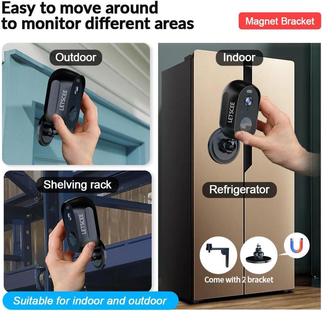 Alt view image 2 of 5 - LETSCEE Security Cameras Wireless Outdoor or Indoor,Alexa Cameras for Home Security Outside with Night vision,2-way audio,Motion Detection,SD/Cloud storage,Motion Zone,IP65 Weatherproof
