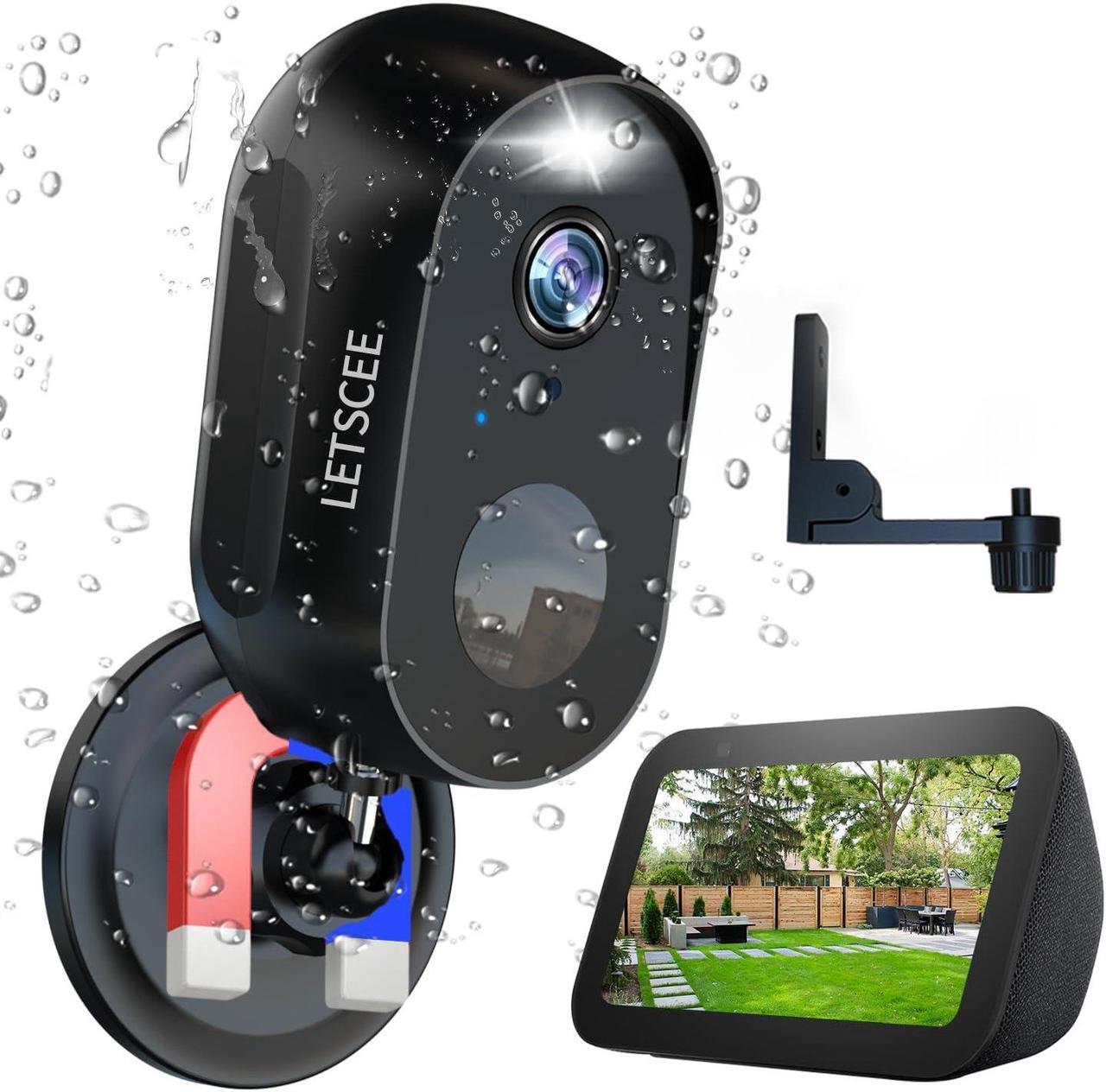 Main image of LETSCEE Security Cameras Wireless Outdoor or Indoor,Alexa Cameras for Home Security Outside with Night vision,2-way audio,Motion Detection,SD/Cloud storage,Motion Zone,IP65 Weatherproof