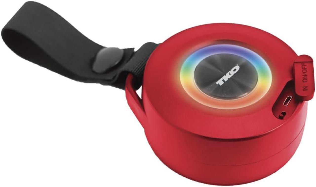 Alt view image 2 of 5 - Bluetooth Speaker IPX4 Water Resistant with Light - TWS Speakers Bluetooth Wireless with Built in Rechargeable Battery - Portable Speaker Included Micro USB Cable with Hanging Strap (Red)
