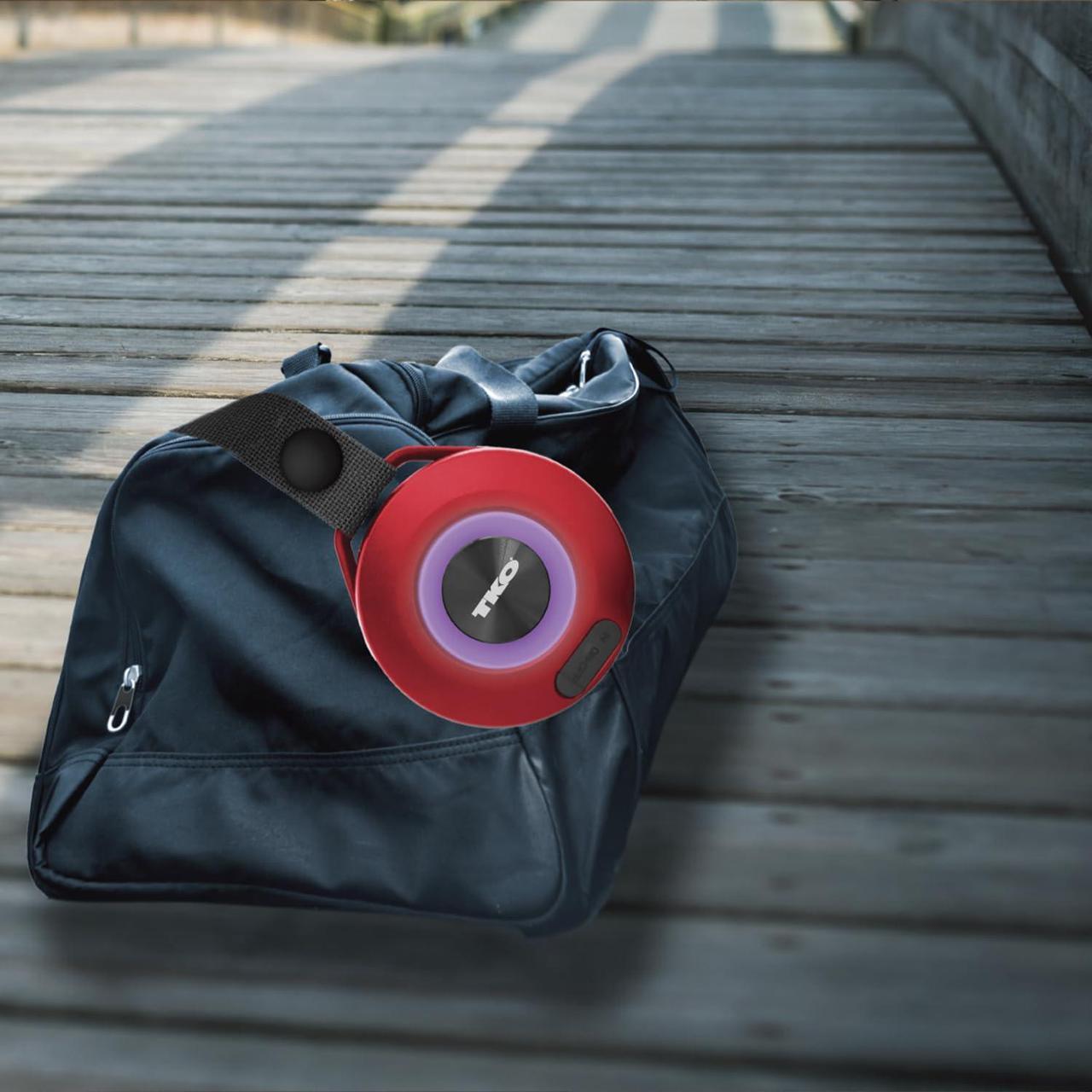 Alt view image 5 of 5 - Bluetooth Speaker IPX4 Water Resistant with Light - TWS Speakers Bluetooth Wireless with Built in Rechargeable Battery - Portable Speaker Included Micro USB Cable with Hanging Strap (Red)