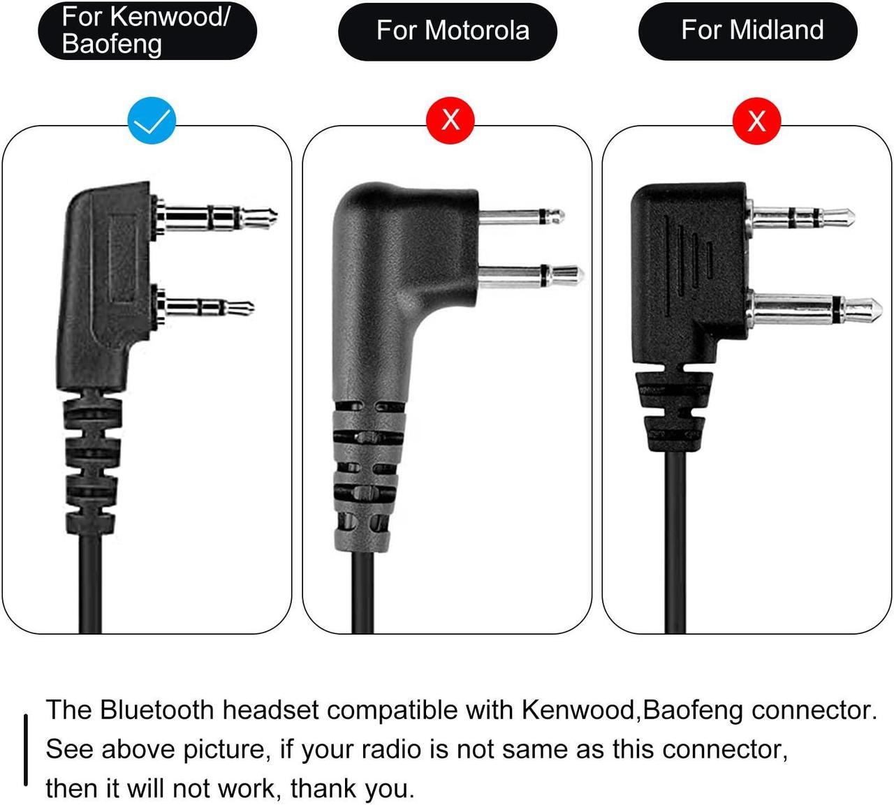 Alt view image 2 of 5 - Walkie Talkie Bluetooth Headset with Noise Cancelling Mic 2 Pin Wireless Earpiece with Finger PTT Compatible with BaoFeng Kenwood Btech Radios & More(Not Compatible with Motorola/Midland)