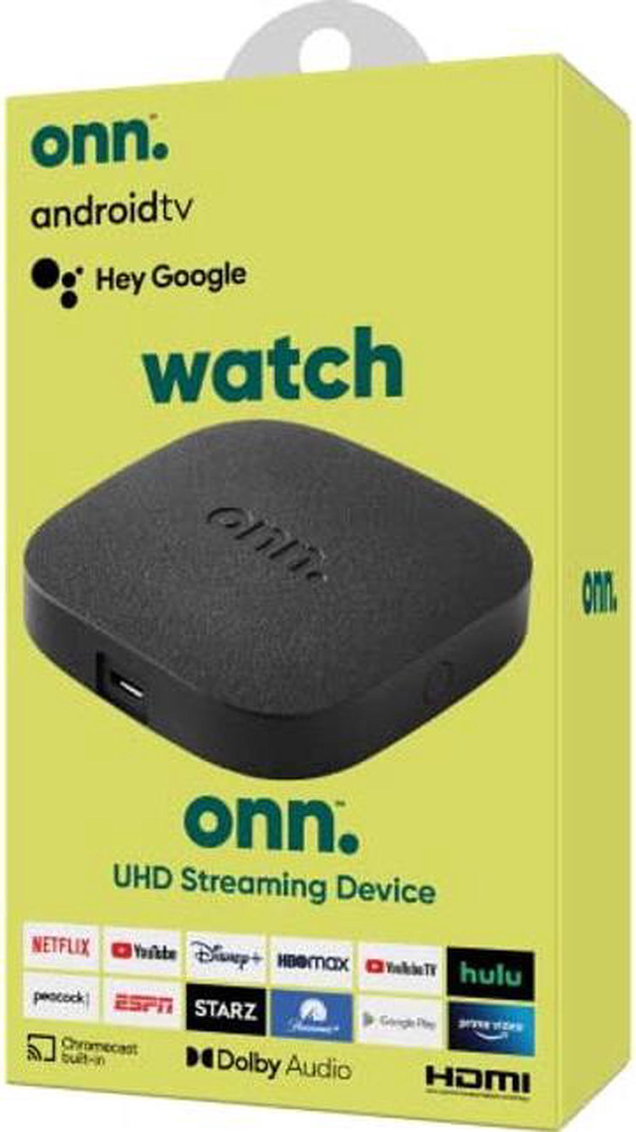 Main image of onn Android TV 4K UHD Streaming Device with Voice Remote Control & HDMI Cable