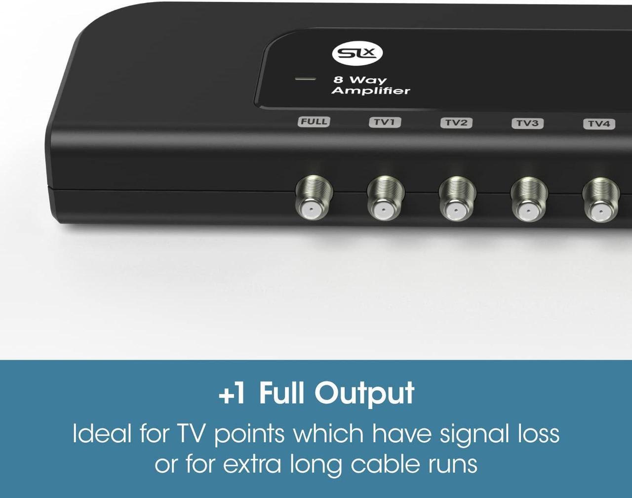 Alt view image 5 of 5 - SLX TV Antenna Amplifier, 8 Way Signal Distribution Amplifier with F-Type Connections, 4G & 5G Filtering, TV Antenna Indoor, HD TV/FM/DAB, Improved Energy Efficiency (8-Way)