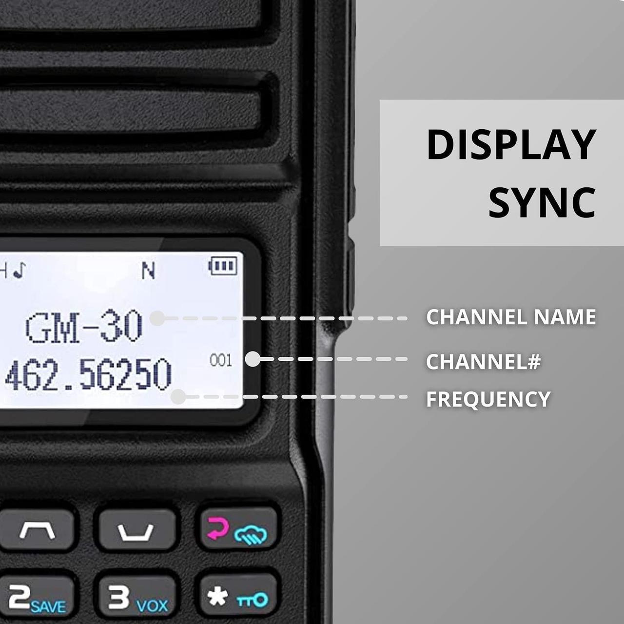 Alt view image 2 of 5 - 2 Pack Radioddity GM-30 GMRS Handheld Radio 5W Long Range Two Way Radio for Adults, GMRS Repeater Capable, with NOAA Scanning & Receiving, Programming Cable, Display SYNC, for Off Road Overlanding