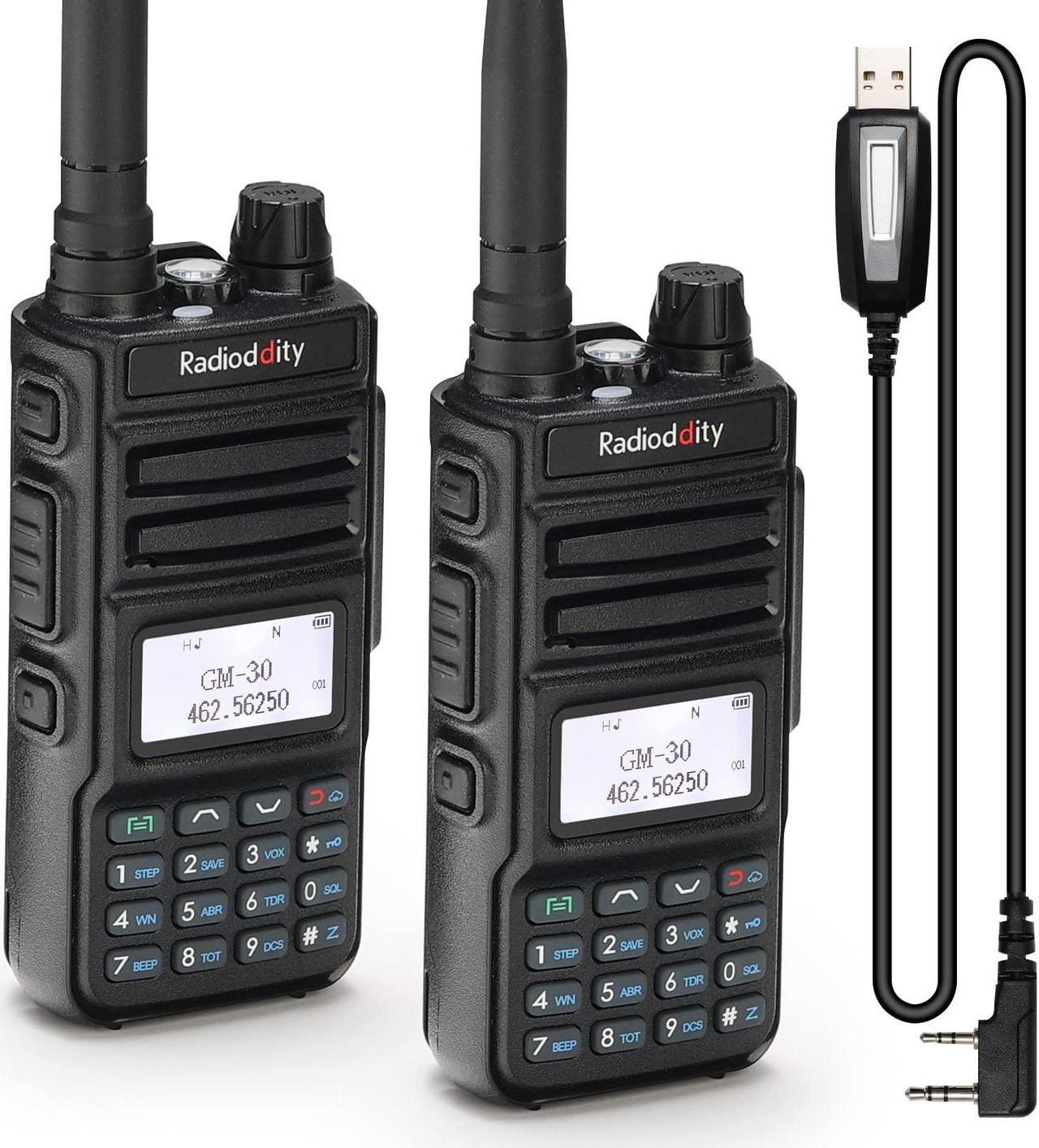 Main image of 2 Pack Radioddity GM-30 GMRS Handheld Radio 5W Long Range Two Way Radio for Adults, GMRS Repeater Capable, with NOAA Scanning & Receiving, Programming Cable, Display SYNC, for Off Road Overlanding