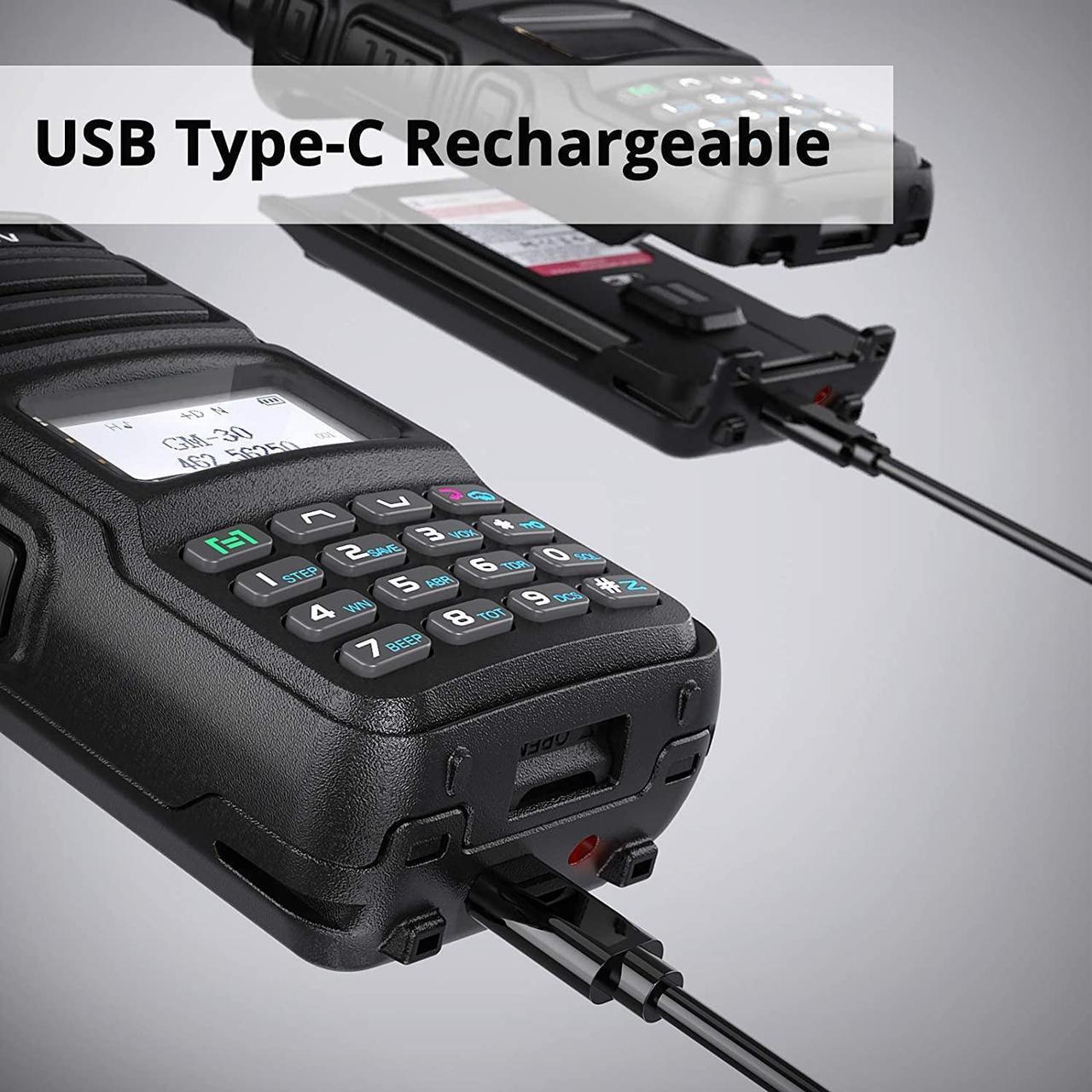 Alt view image 4 of 5 - 2 Pack Radioddity GM-30 GMRS Handheld Radio 5W Long Range Two Way Radio for Adults, GMRS Repeater Capable, with NOAA Scanning & Receiving, Programming Cable, Display SYNC, for Off Road Overlanding