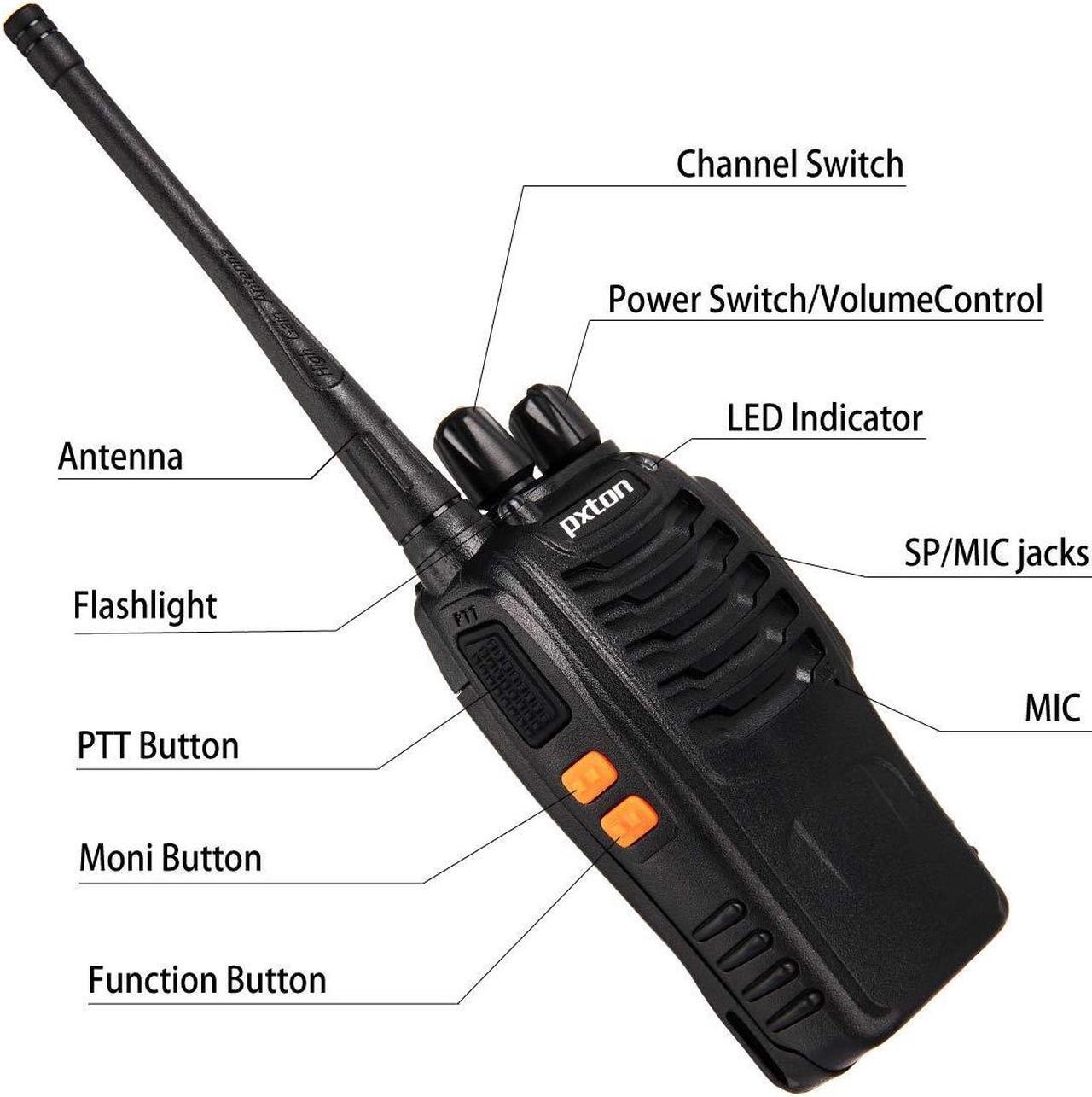 Alt view image 2 of 5 - pxton Two Way Radios Long Range Walkie Talkies for Adults with headphones,16 Channel Handheld 2 way radio Rechargeable with Flashlight Li-ion Battery and Charger(6 Pack)
