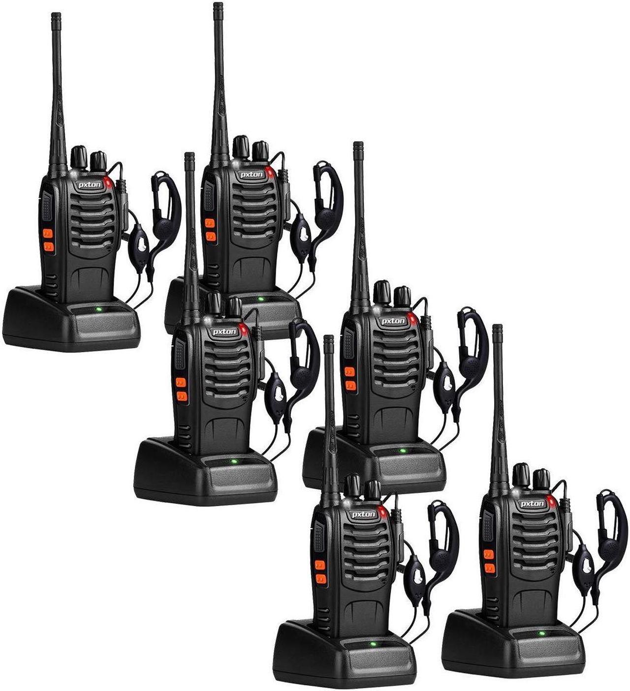 Main image of pxton Two Way Radios Long Range Walkie Talkies for Adults with headphones,16 Channel Handheld 2 way radio Rechargeable with Flashlight Li-ion Battery and Charger(6 Pack)